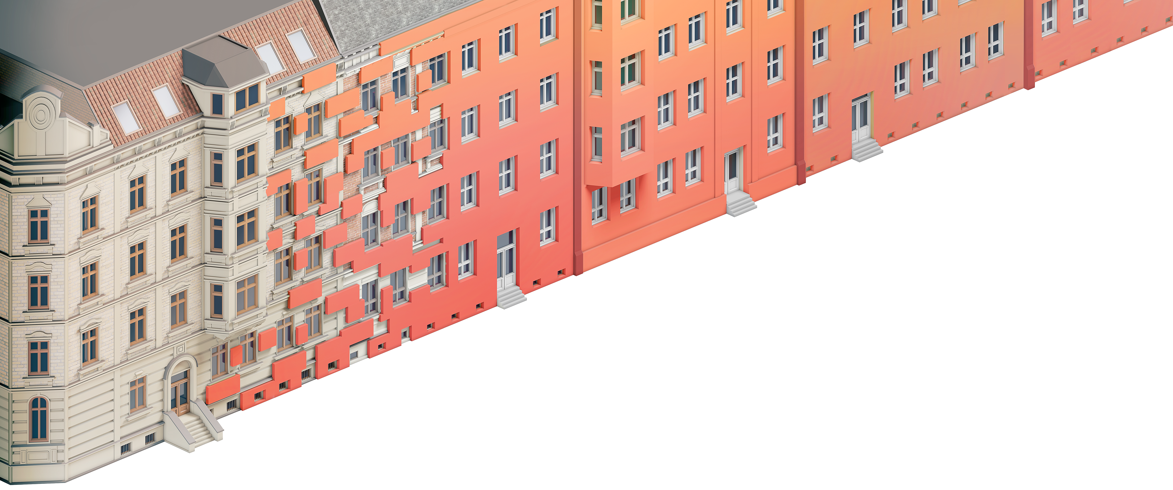 Illustration von Altbausubstanz in deutschen Städten