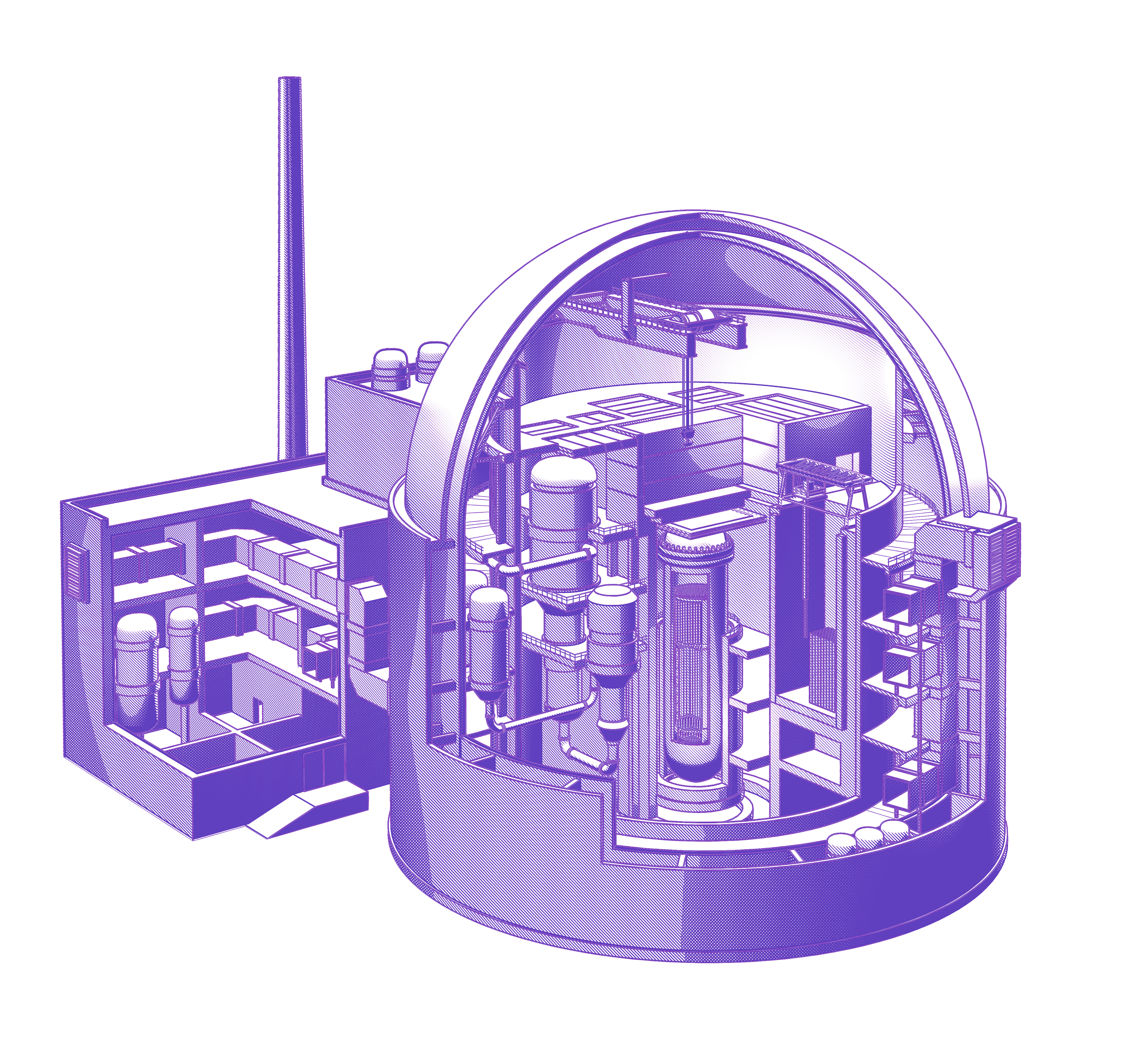 schematic illustration of a nuclear power plant