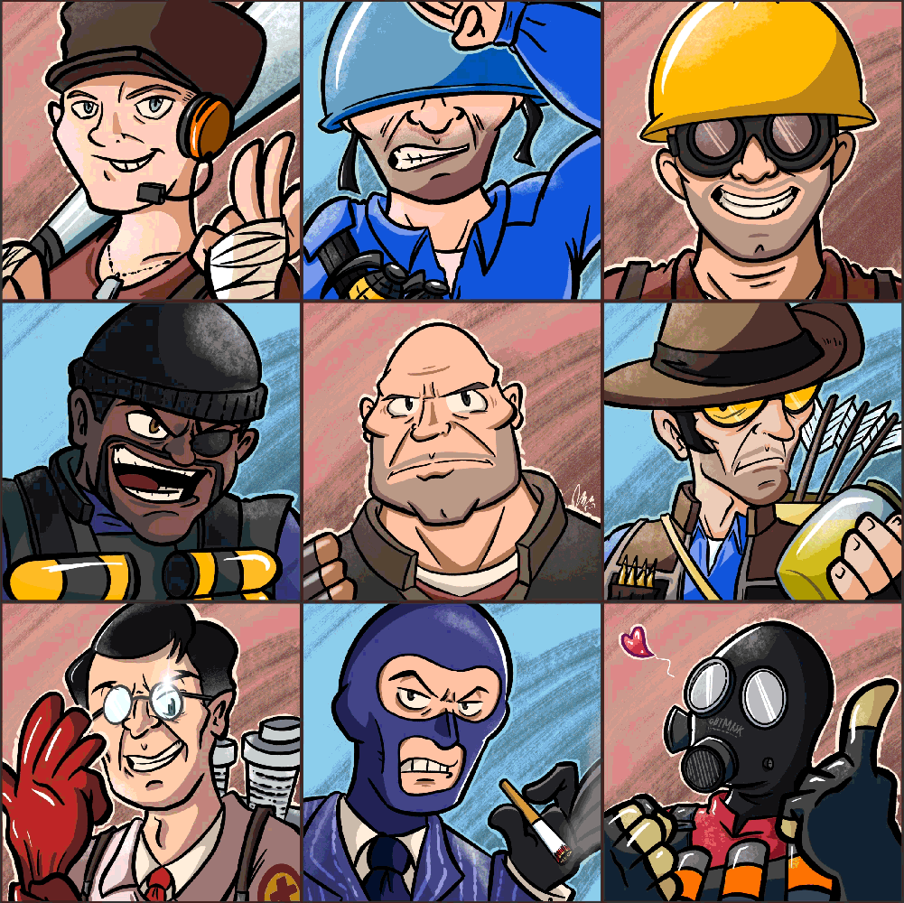TF2 Cast RED & BLU (Team Fortress 2)