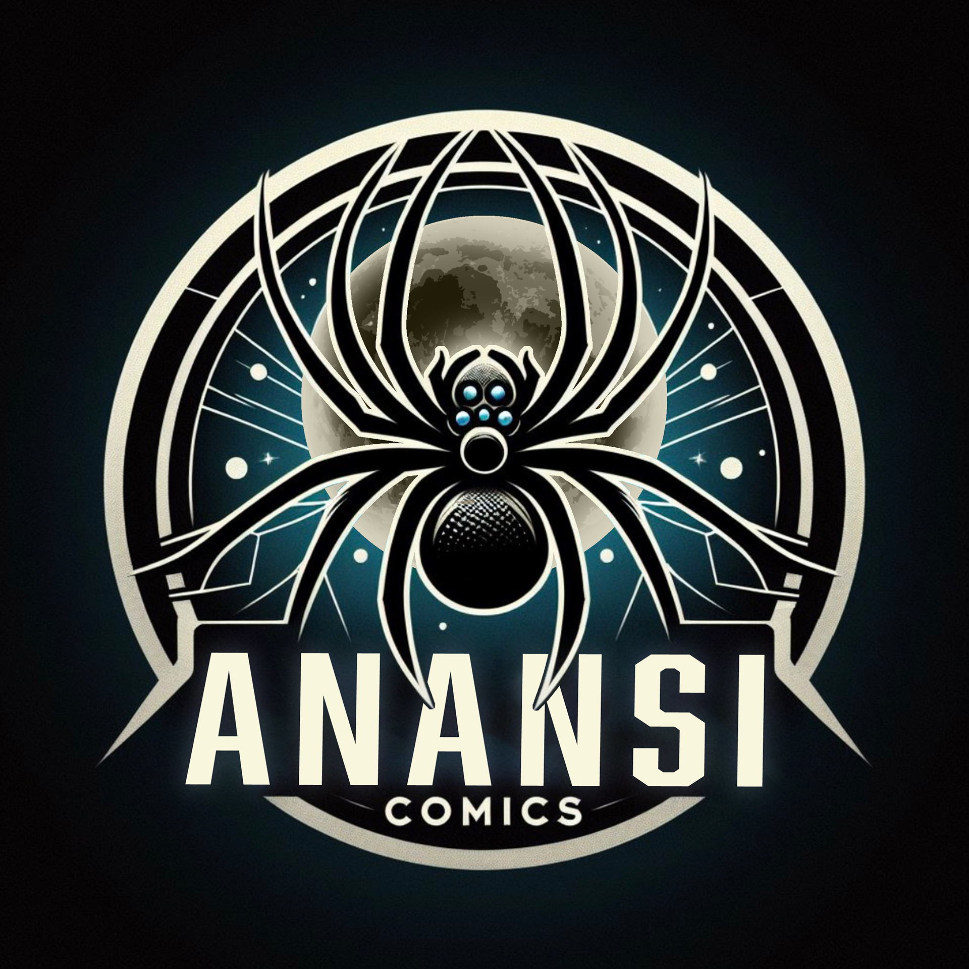 Anansi Comics Logo (client AI generated logo and hired me to make text adjustments)
