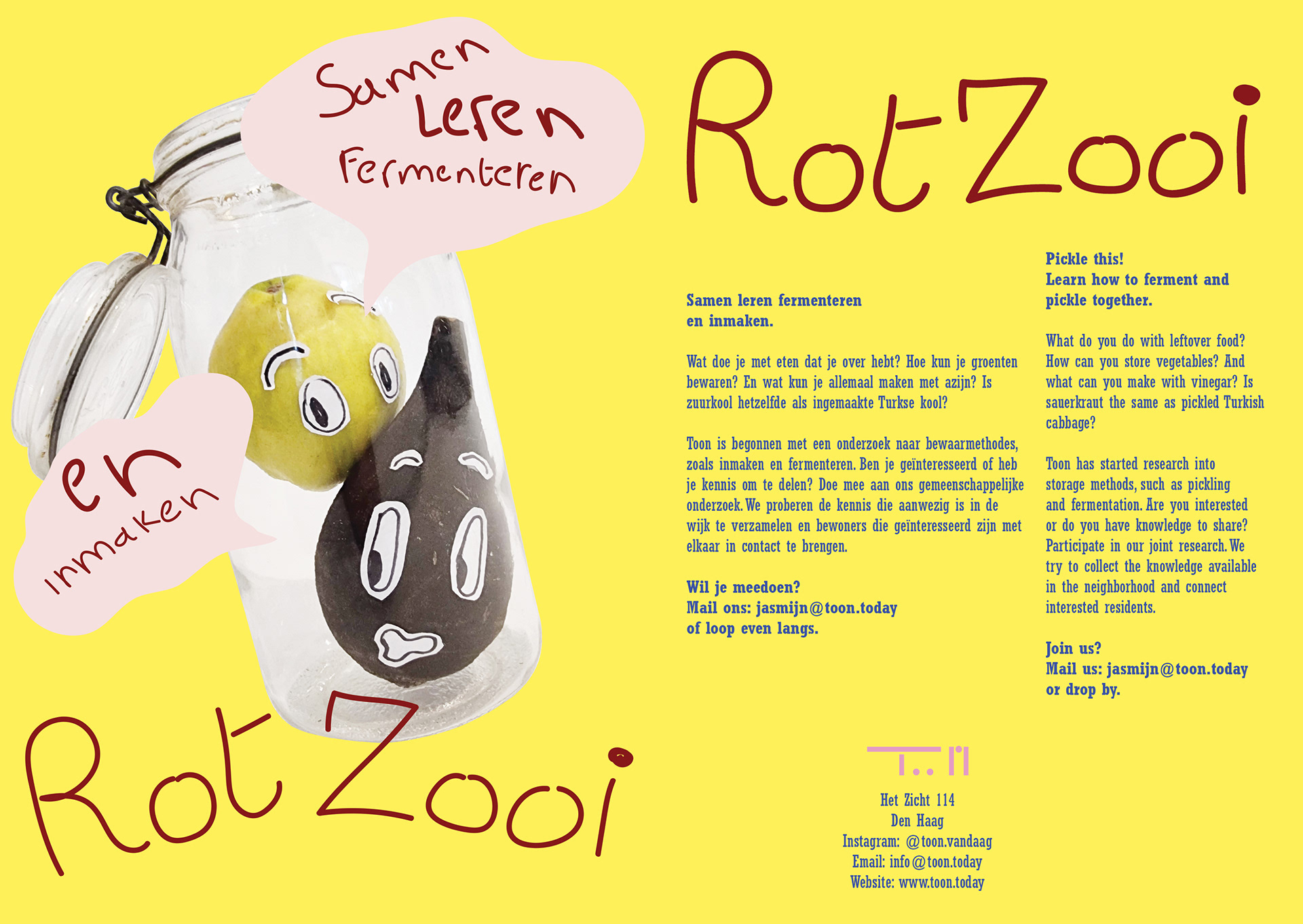 Flyer voor de eerste middag samen koken