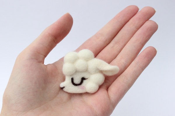 Felted lamb brooch