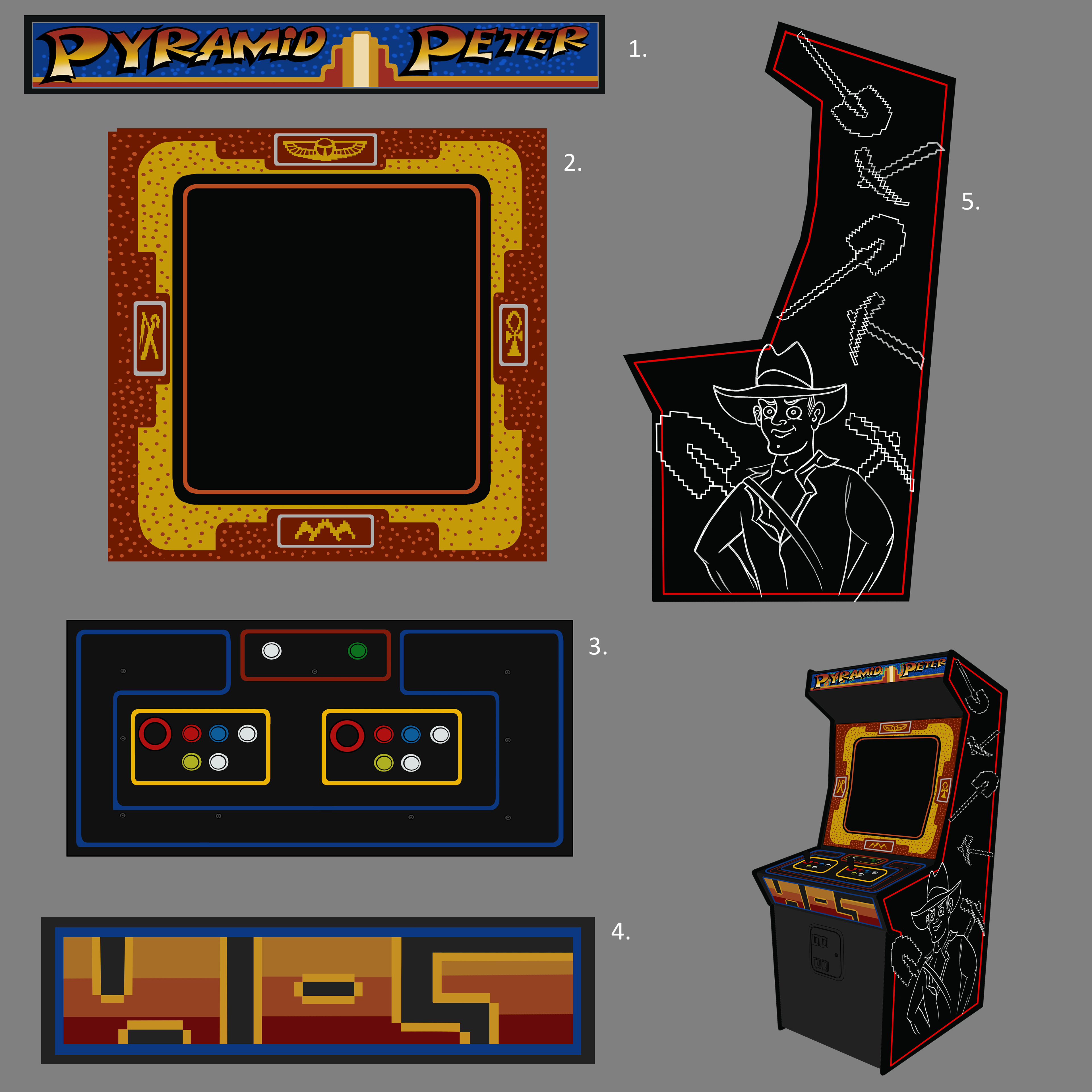 Arcade game prop texture and color design for Curses!