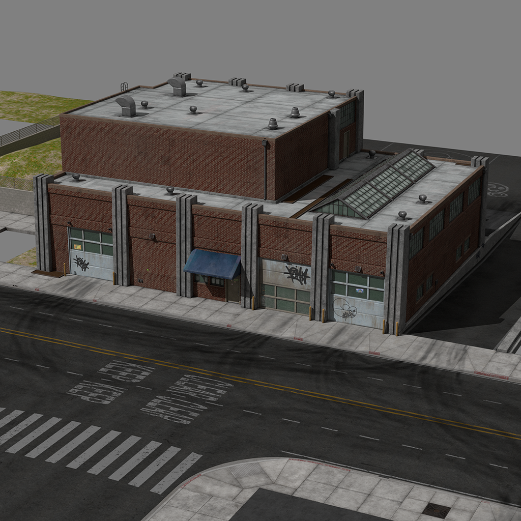 Garage exterior surfacing for Fast and Furious: Spy Racers