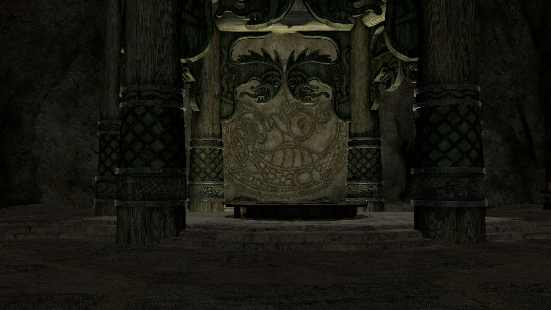 Meade Hall Interior surfacing for How to Train Your Dragon