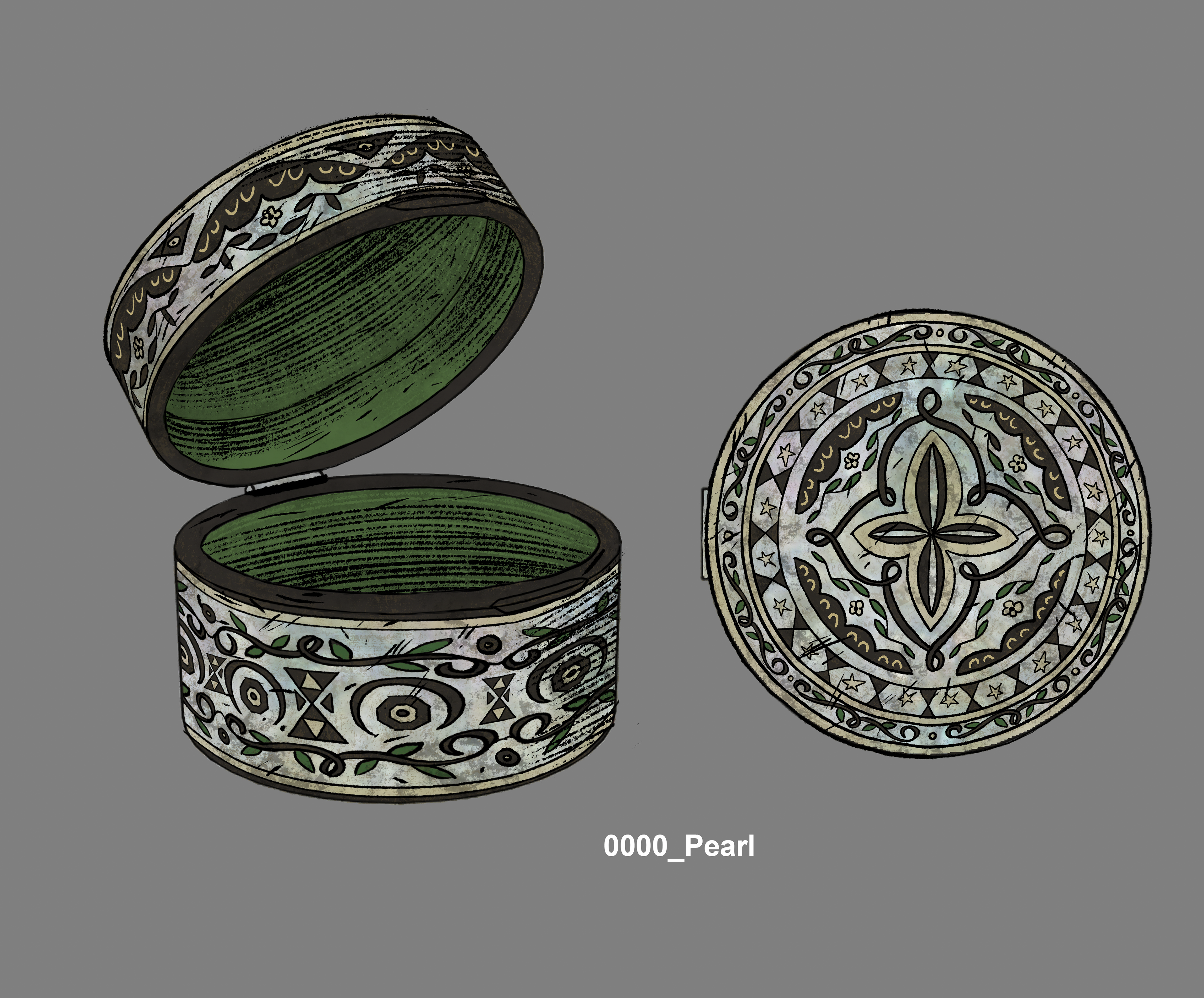 Jewelry box prop design and color/texture for Curses!