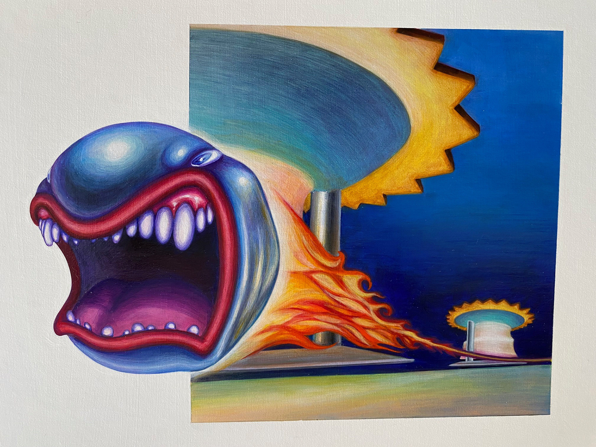 Pinball: Acrylic painting on illustration board