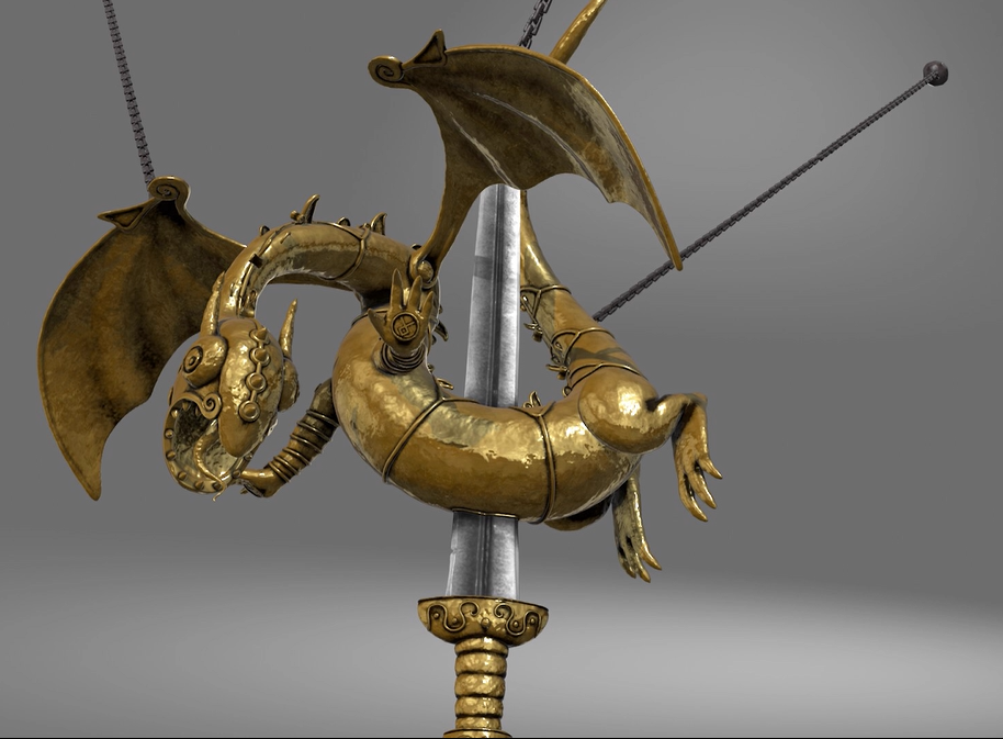 Golden dragon surfacing for How to Train Your Dragon