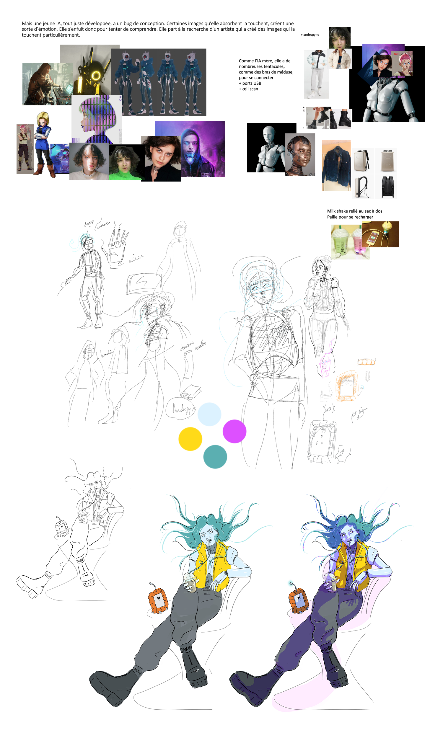 Croquis de recherche et moodboard - intelligence artificielle