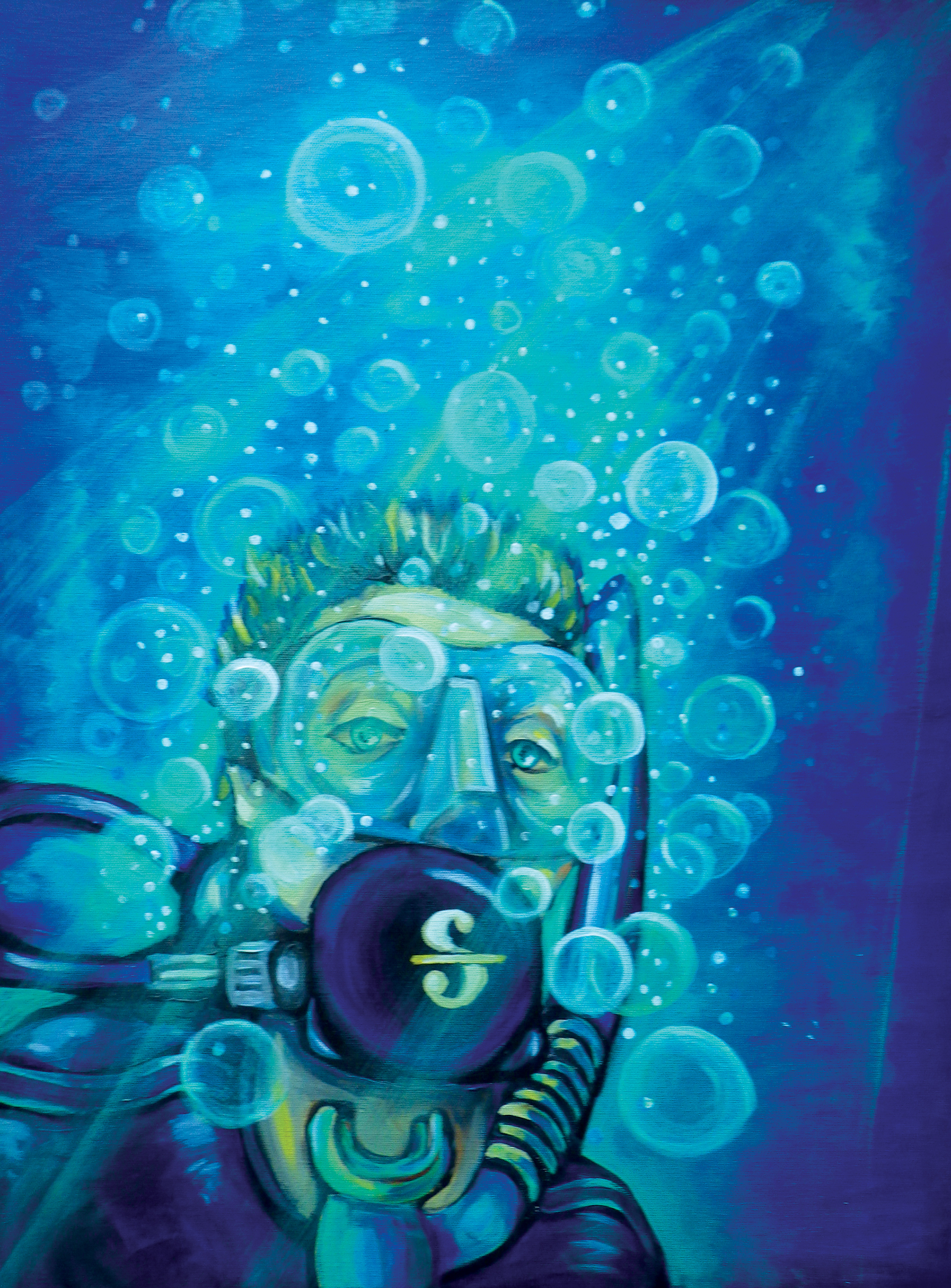 Scuba Diver - 20x24 Acrylic on Canvas - $300