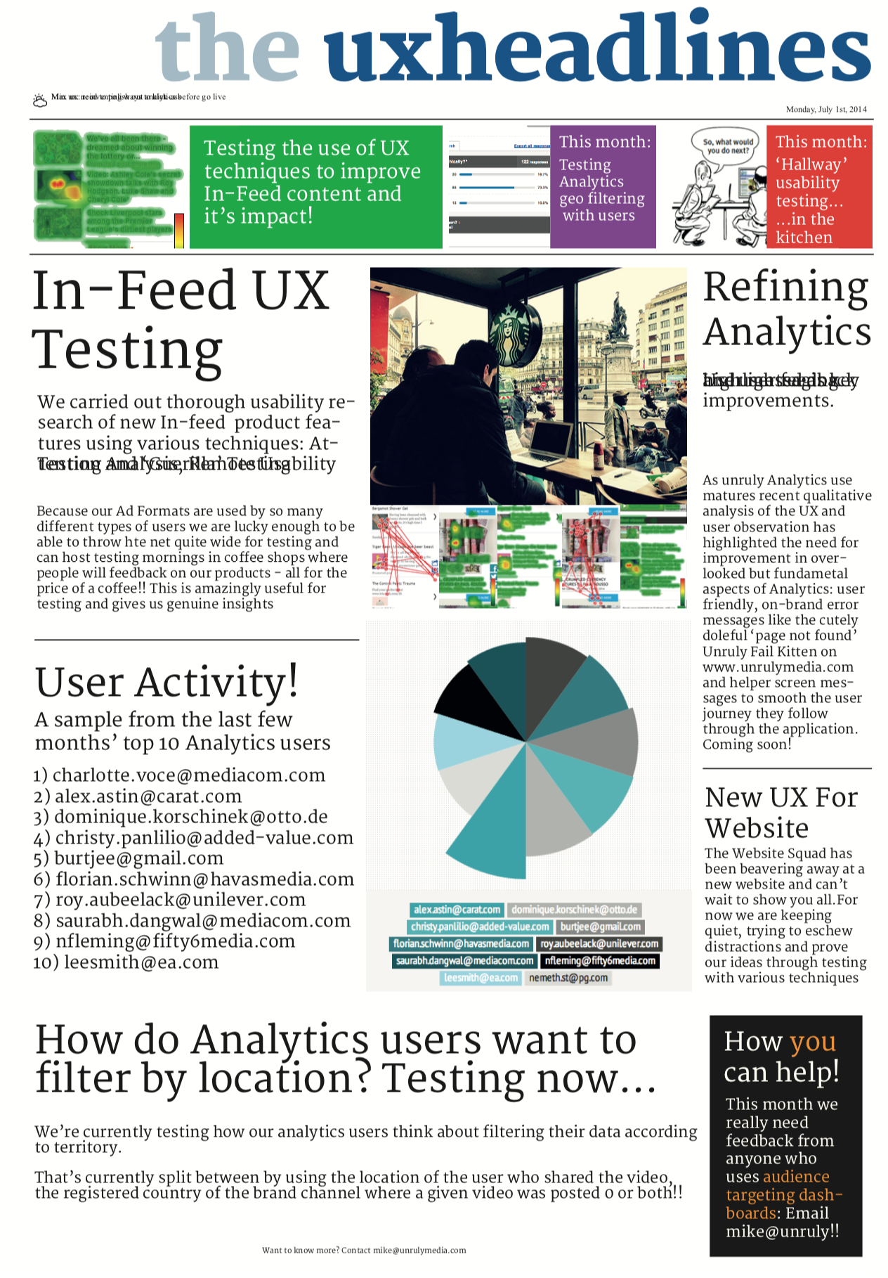 Research reporting: I created highly visible and org-culture relevant method of communicating the results of research, user testing and qualitative data to increase approachability and engagement in the value of research and related practices