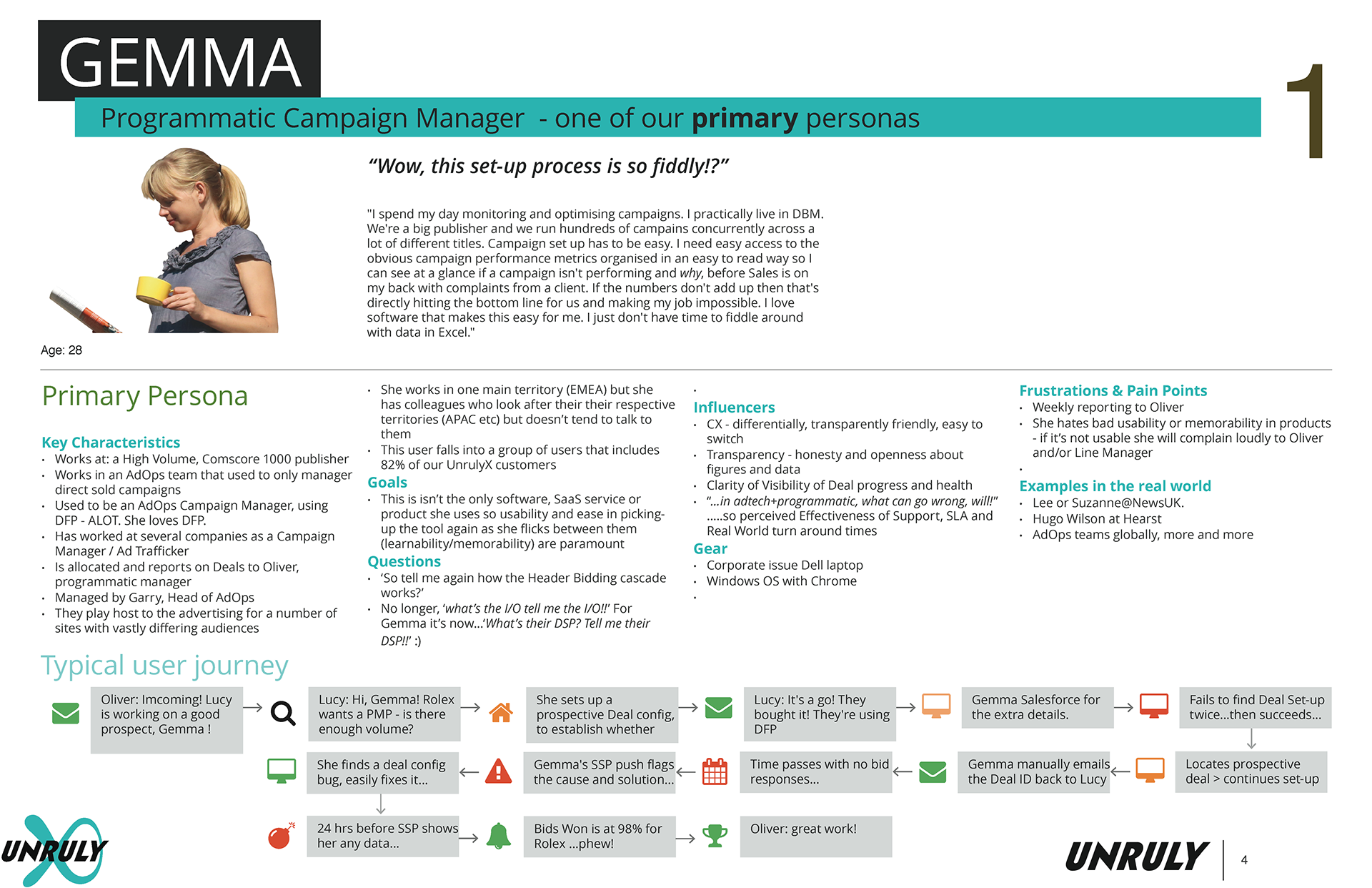 Hybrid persona poster offers more than just character and behaviours, adding the dimension of time/passage of product use