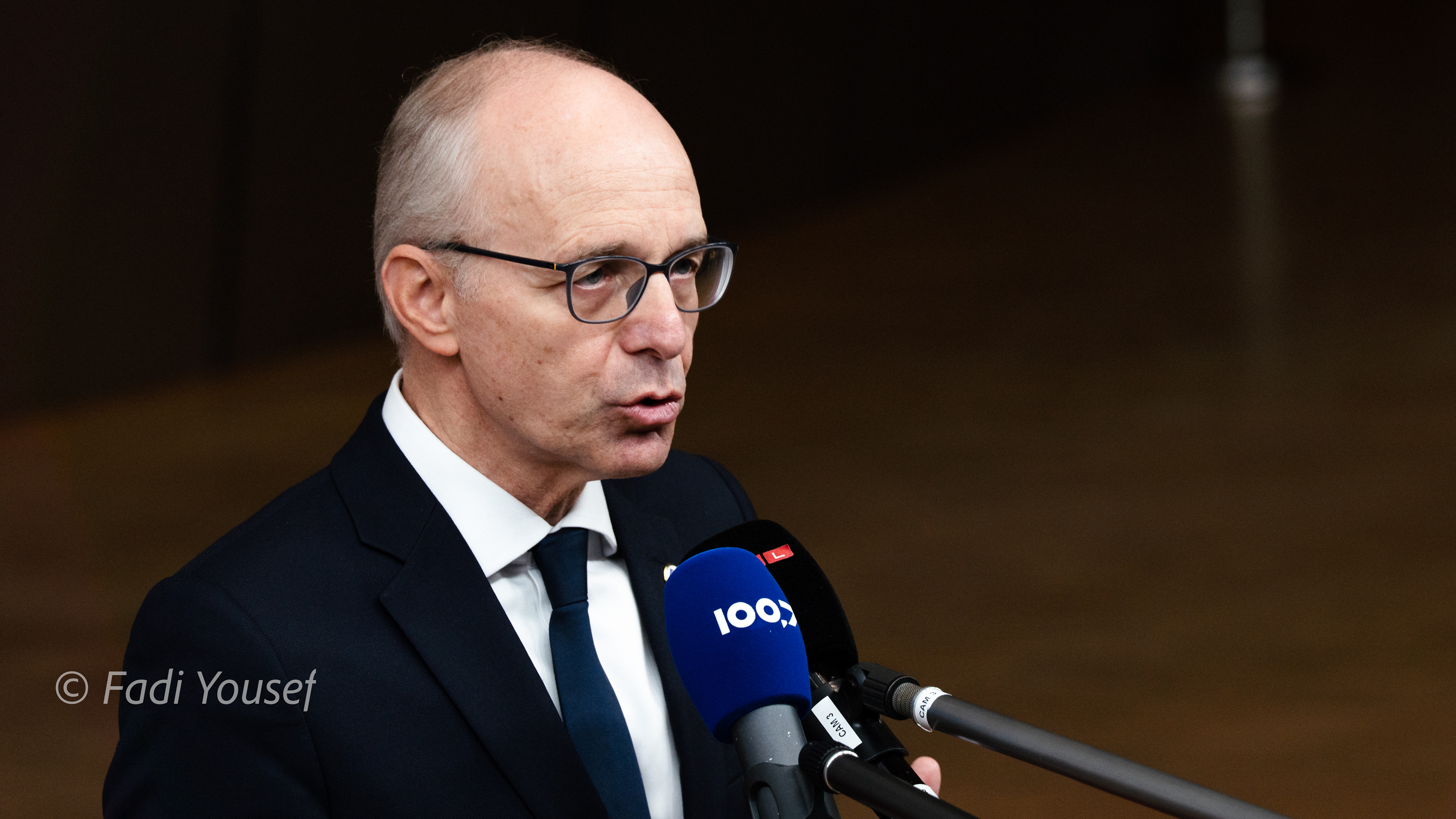 Prime Minister Luc Frieden addressing the press before meeting with european leaders. Brussels, Belgium, Thursday, Oct, 23rd,2025