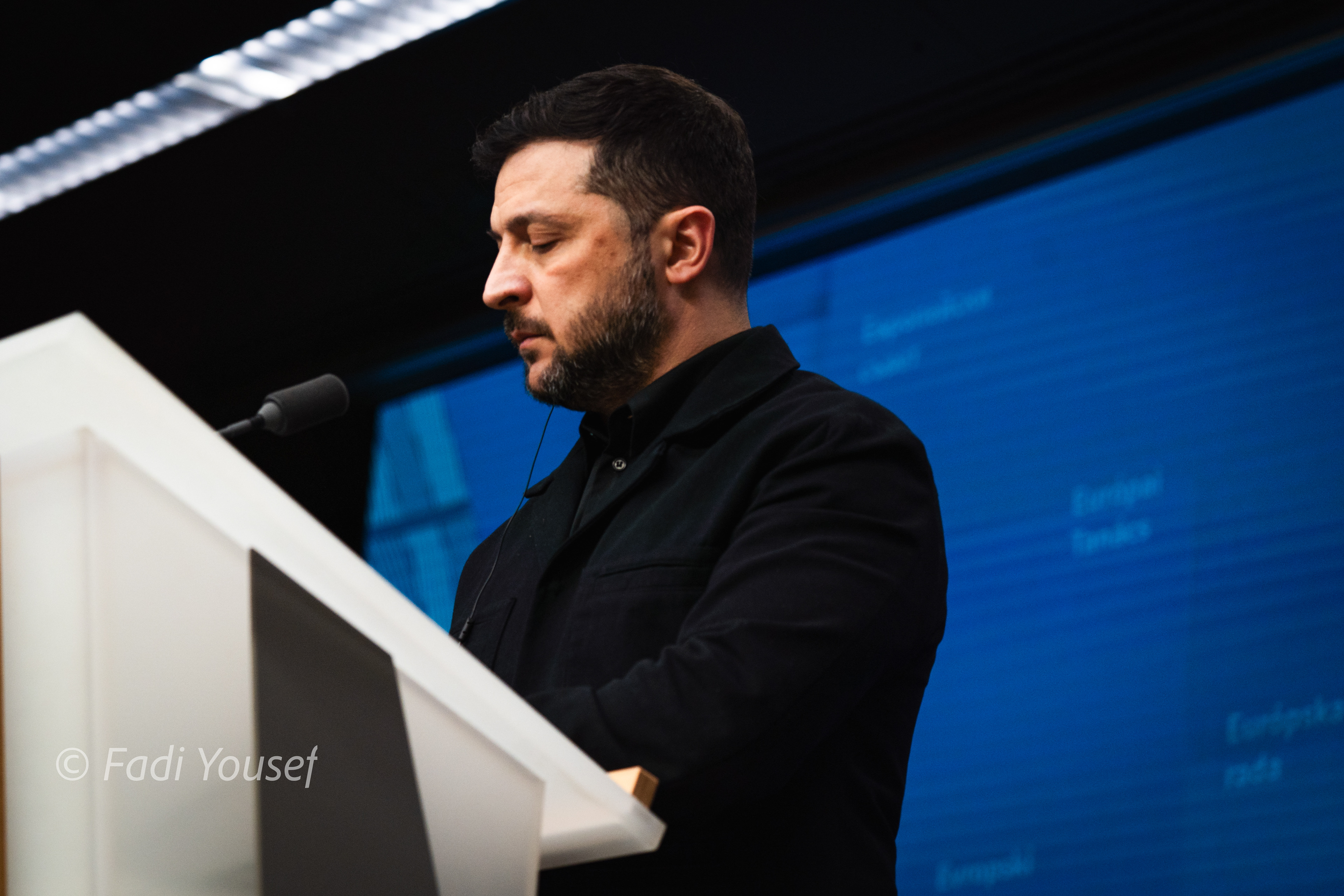 President of Ukrain , Volodymyr Zelenskyy, addressing the press after meeting with european leaders. Brussels, Belgium, Thursday, Oct, 23rd,2025