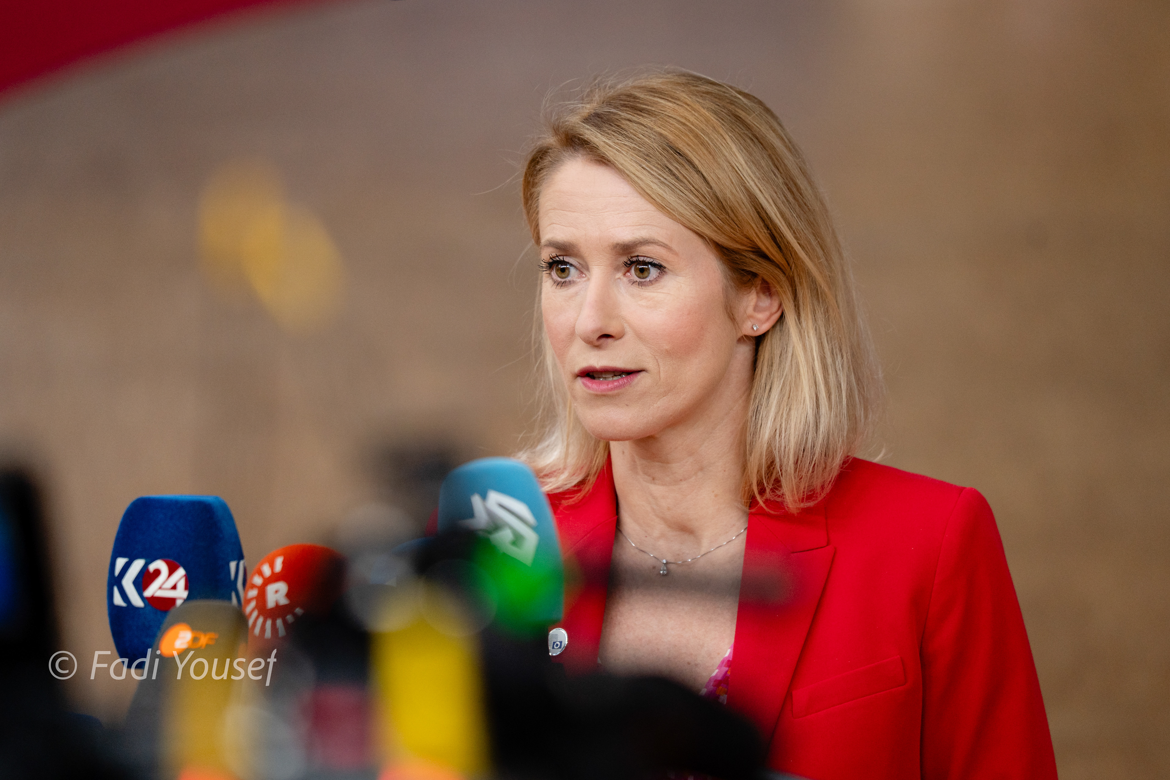 EU High Representative for Foreign Affairs, Kaja Kallas, addressing the press before meeting with european leaders. Brussels, Belgium, Thursday, Oct, 23rd,2025