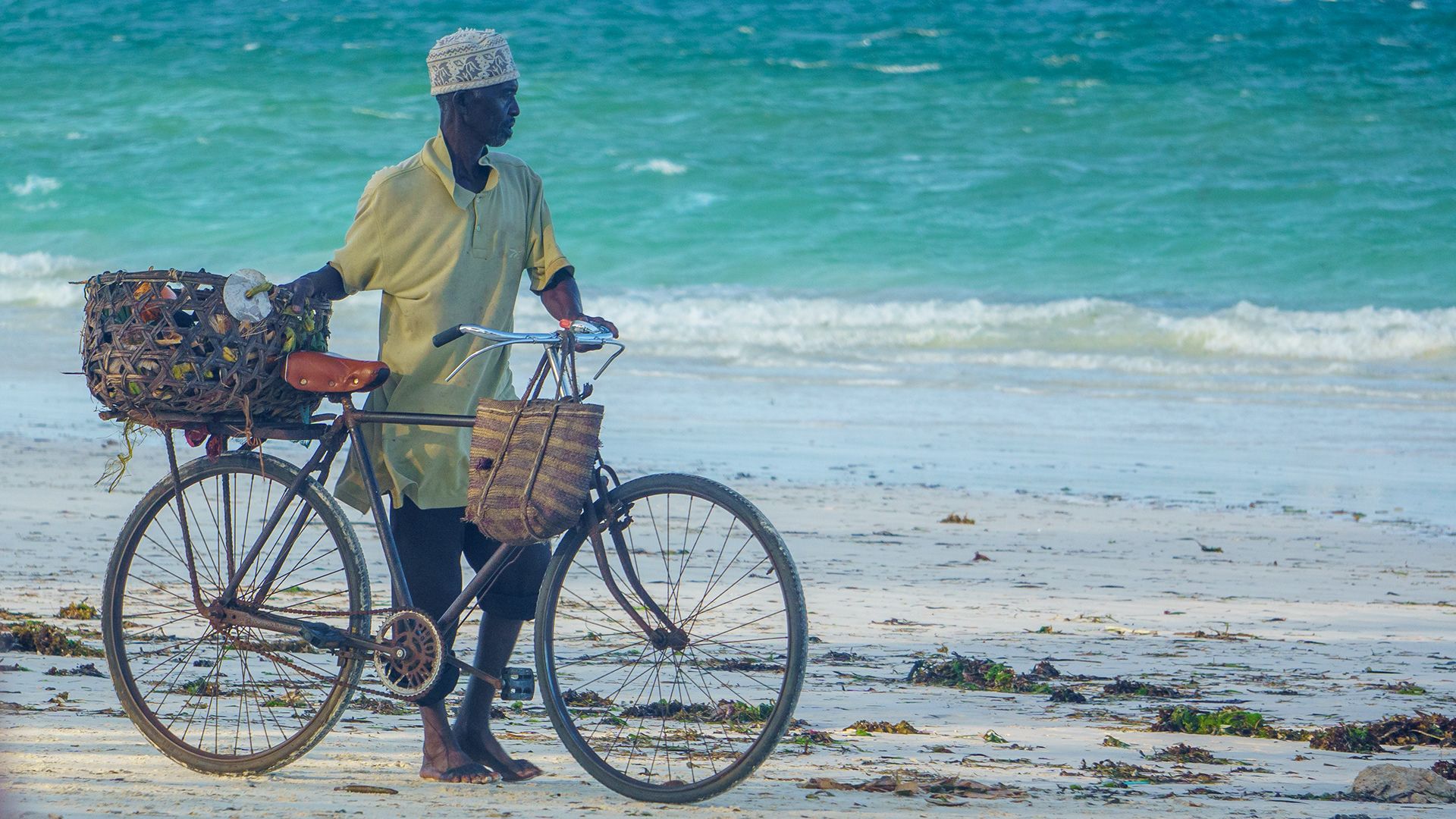 Sale of ananas from bike