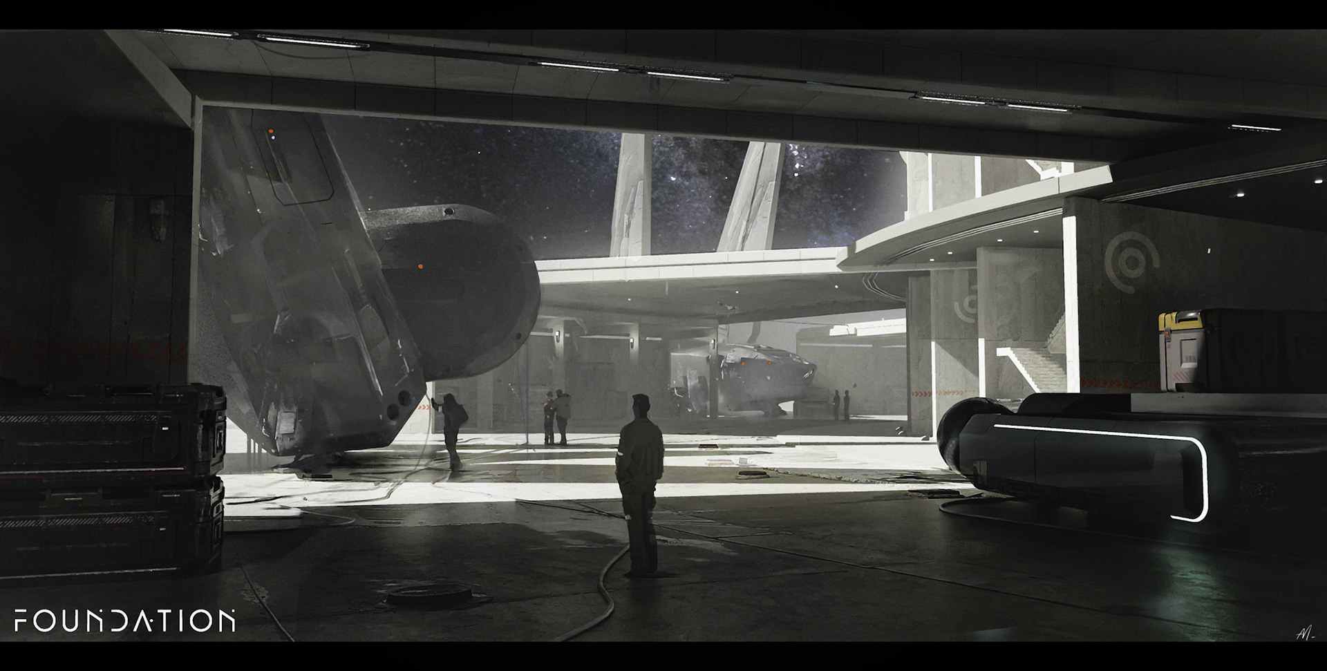 A concept for a set in Spain, designed to fit the idea of a circular space station.