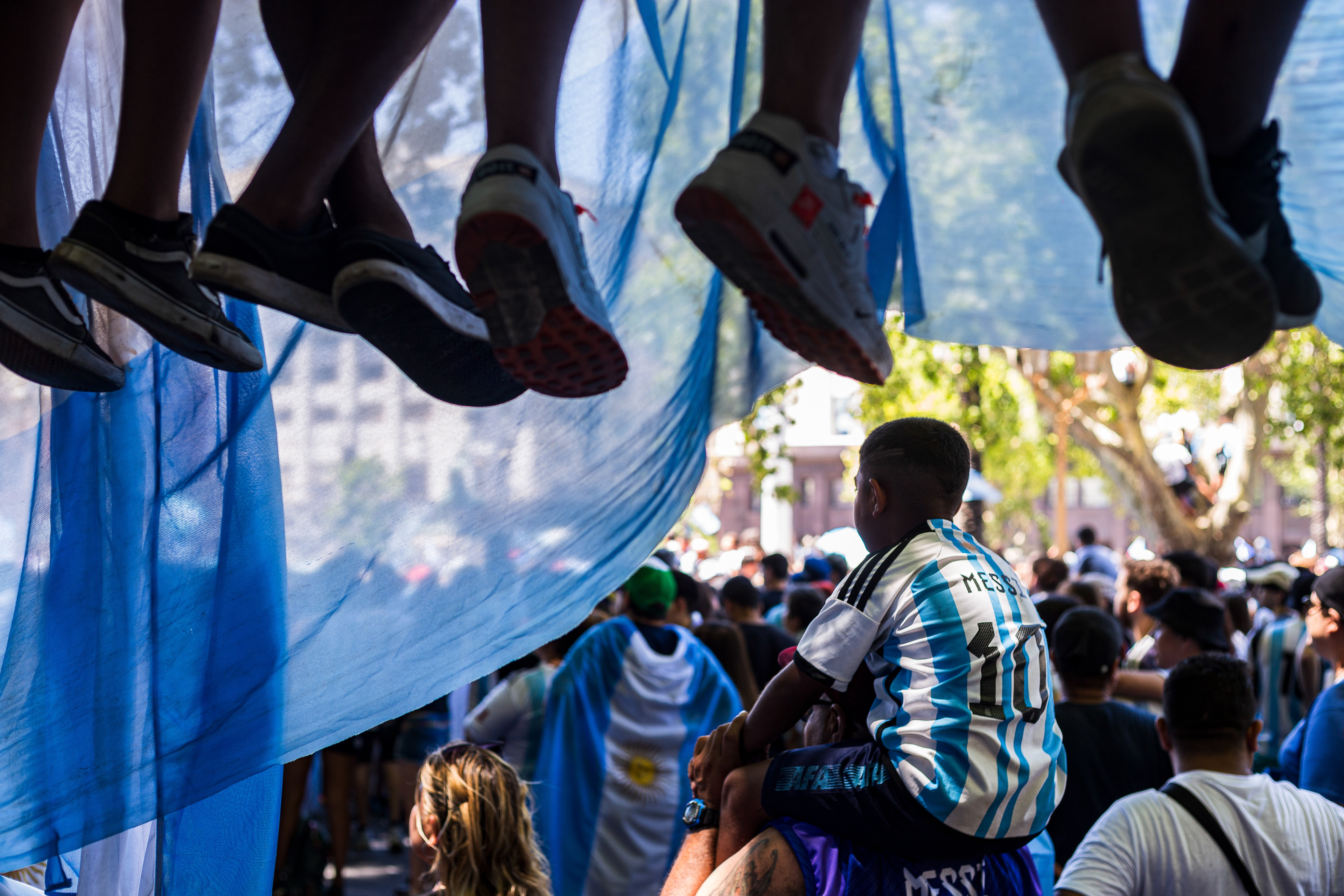 Thousands of football fans gather at Plaza de Mayo to celebrate Argentina's third FIFA World Cup title in Buenos Aires, Argentina. December 20, 2022. (Photo by Catriel Gallucci Bordoni)