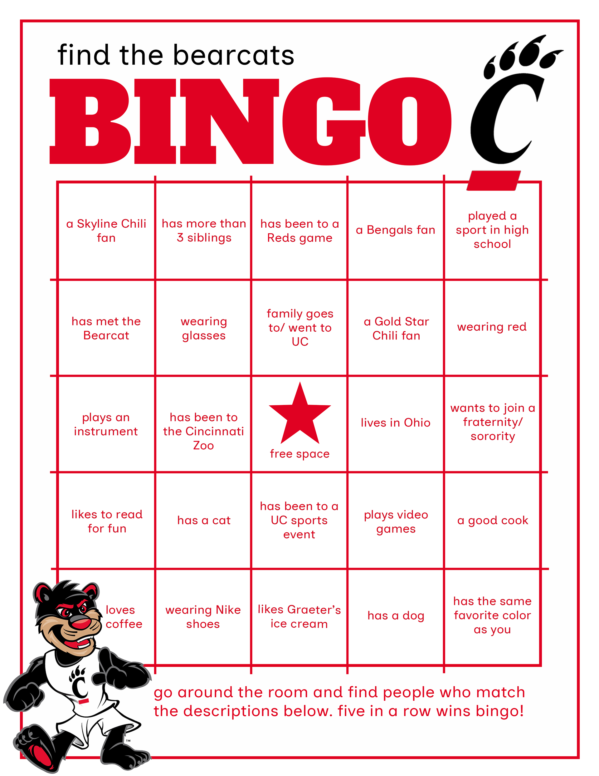 New Student Recruitment Bingo