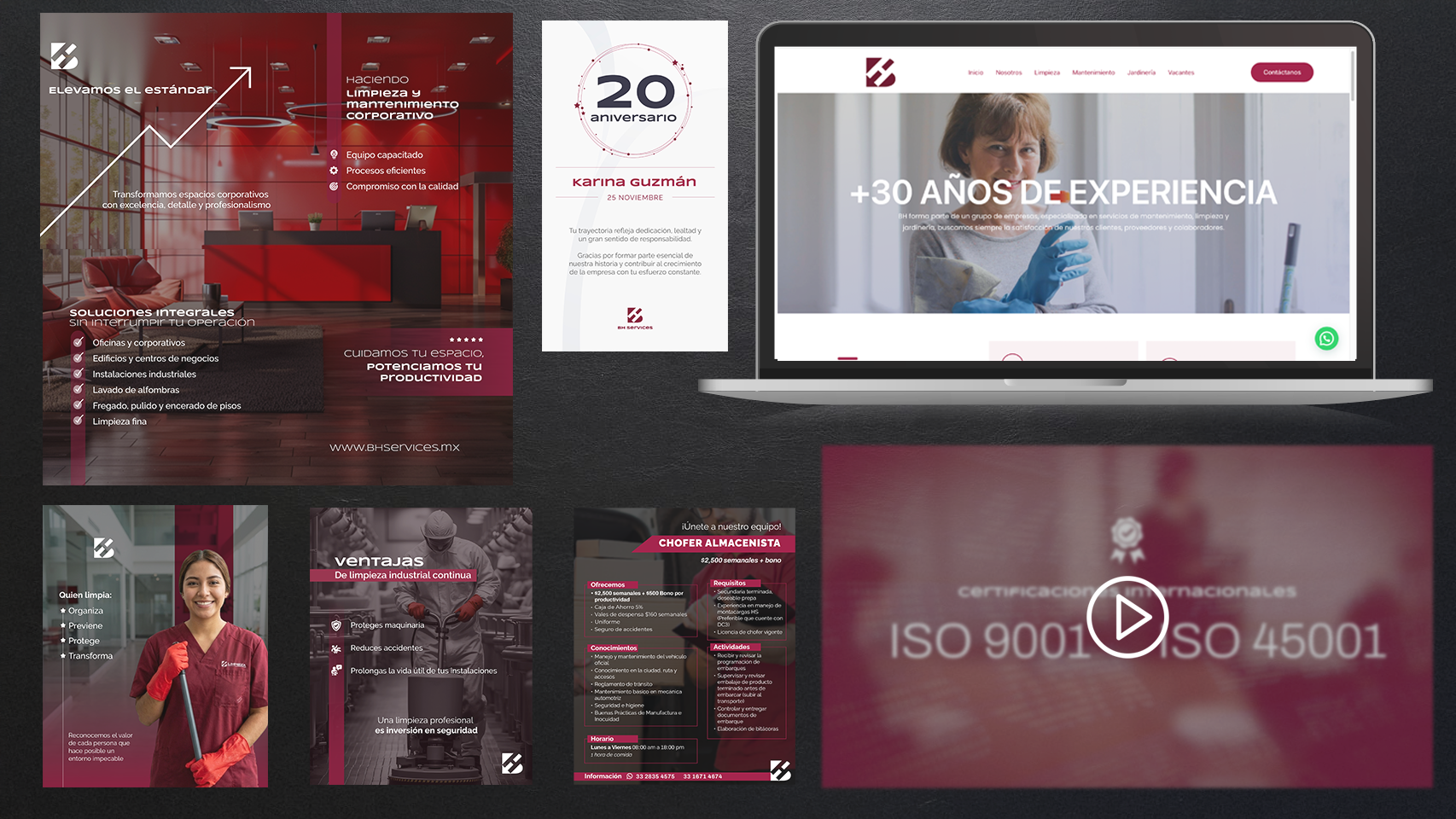 Diseño para medios digitales: redes sociales, vacantes laborales, edición de video, recursos en página web, comunicados de RRHH