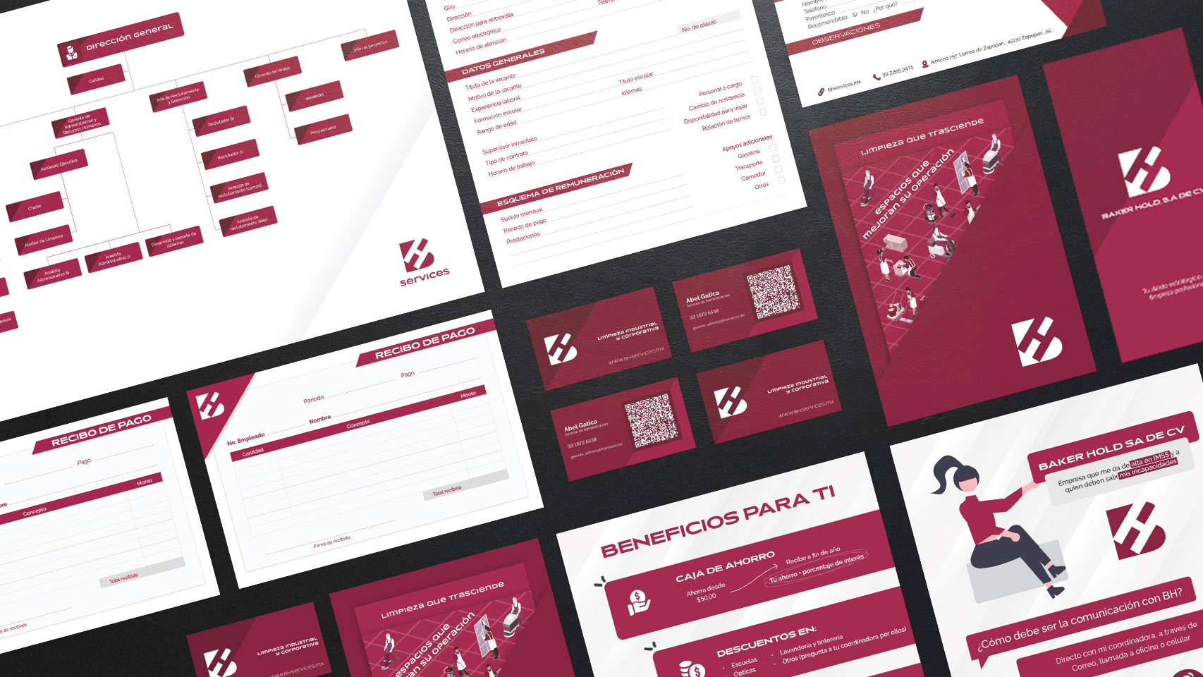 Diseño de papelería institucional: brochure, tarjetas de presentación, formatos internos, carteles de comunicación interna