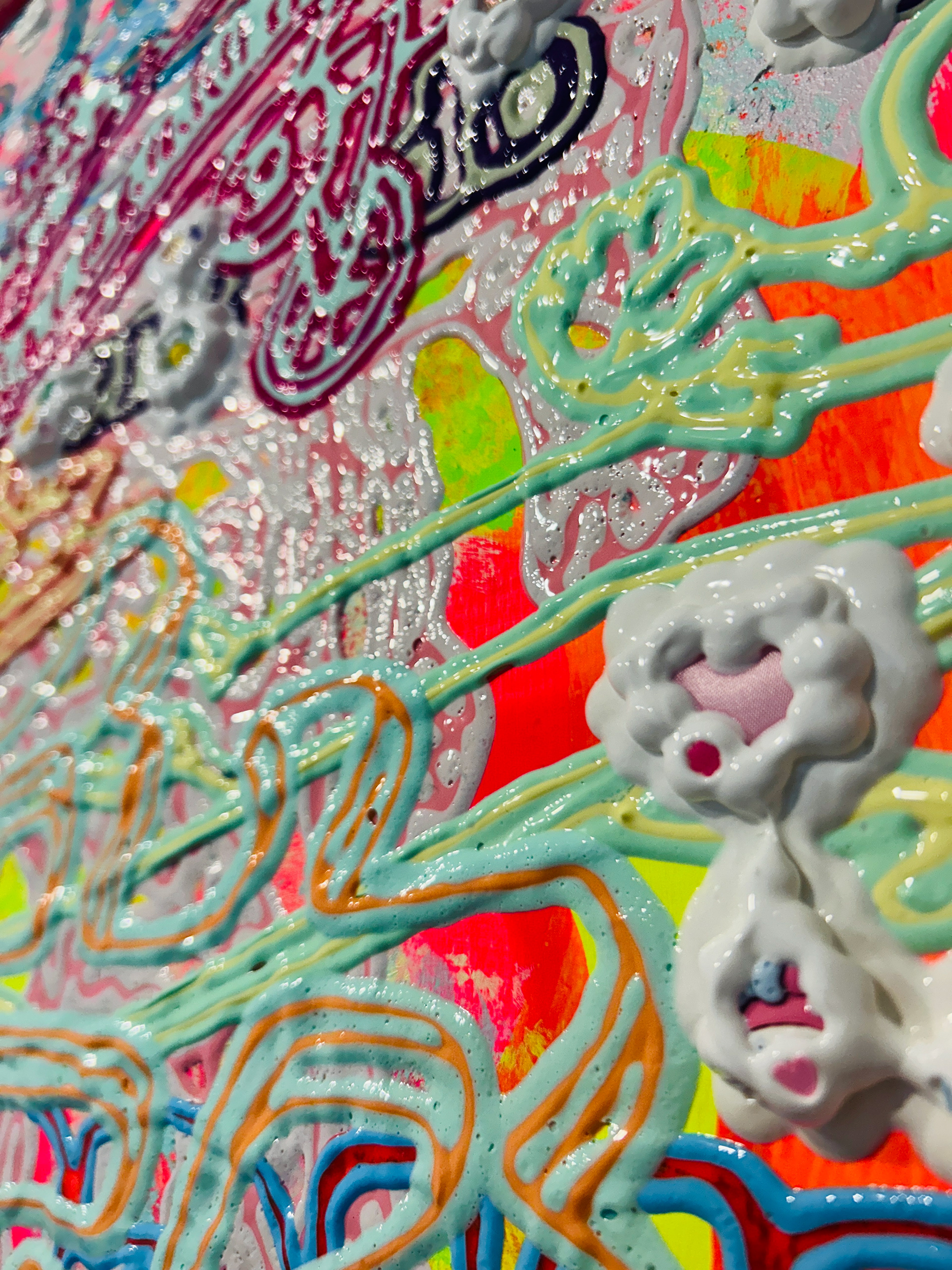 나는 아름답다_1 I Am Beautiful_1 2024 Acrylic and Gel medium, Confetti and Decoden Parts on Wooden frame 60.6x72.7x5(cm)