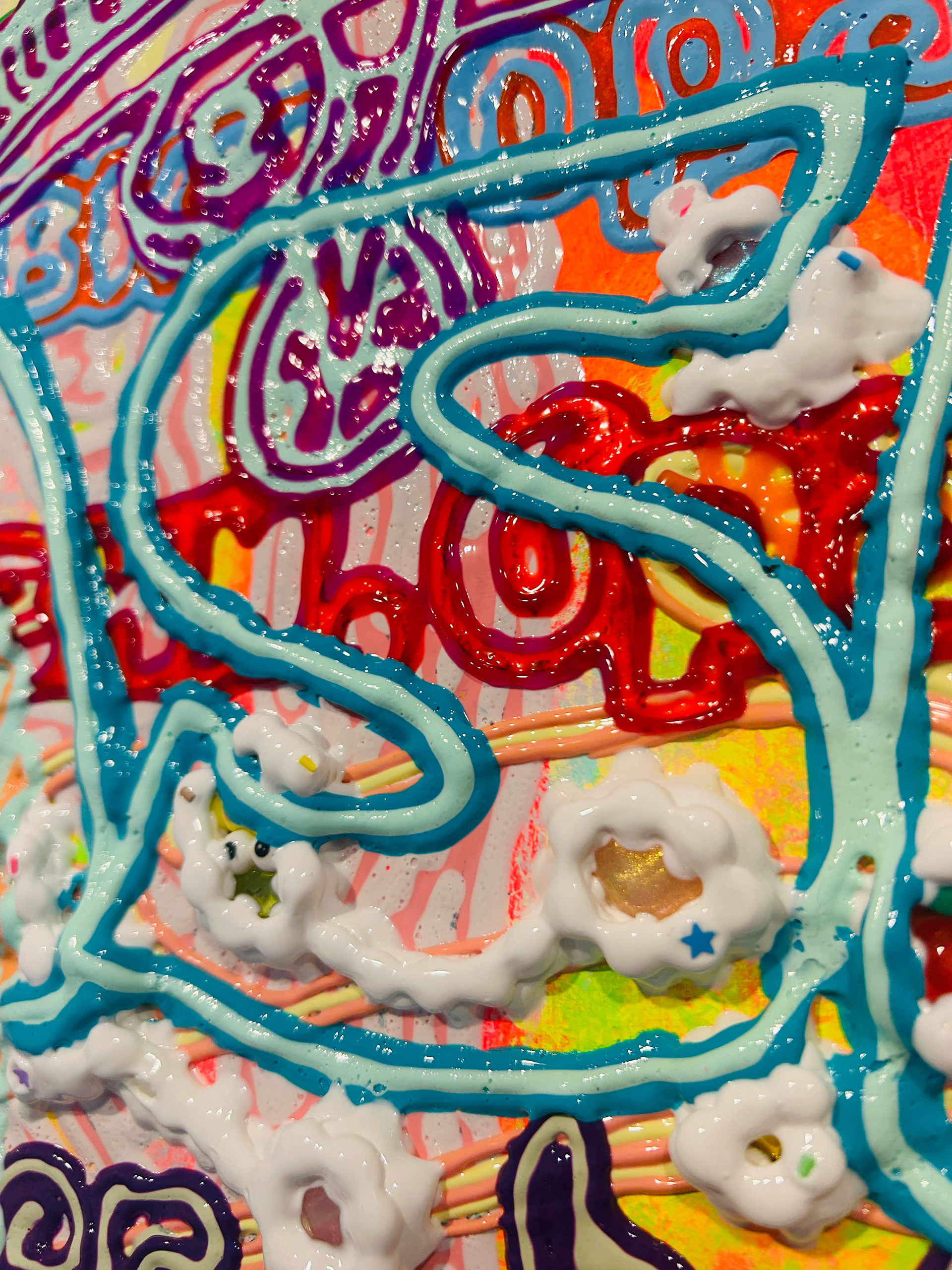 아담 Adam 2024 Acrylic and Gel medium, Confetti and Decoden Parts on Wooden frame 60.6x72.7x5(cm)