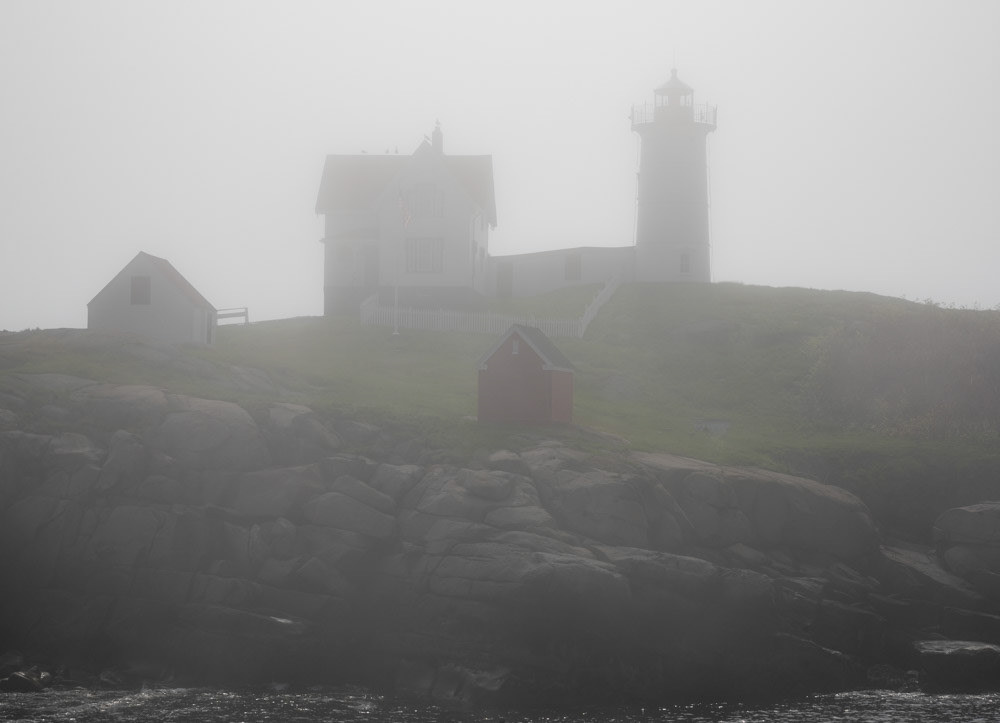Foggy morning at Nubble Point Light