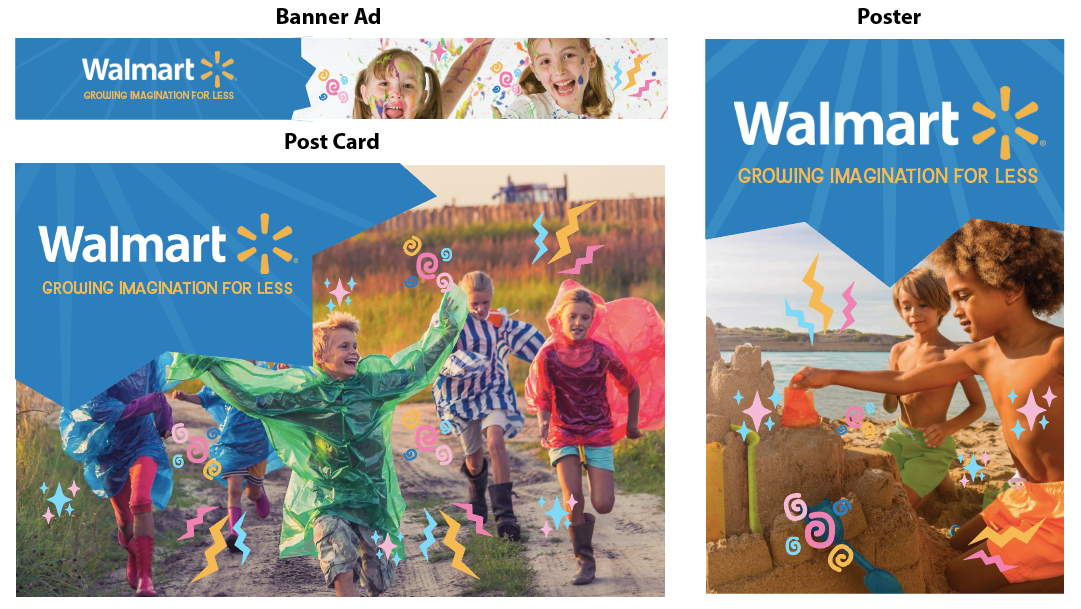Final Walmart advertisements with imagery of children playing
