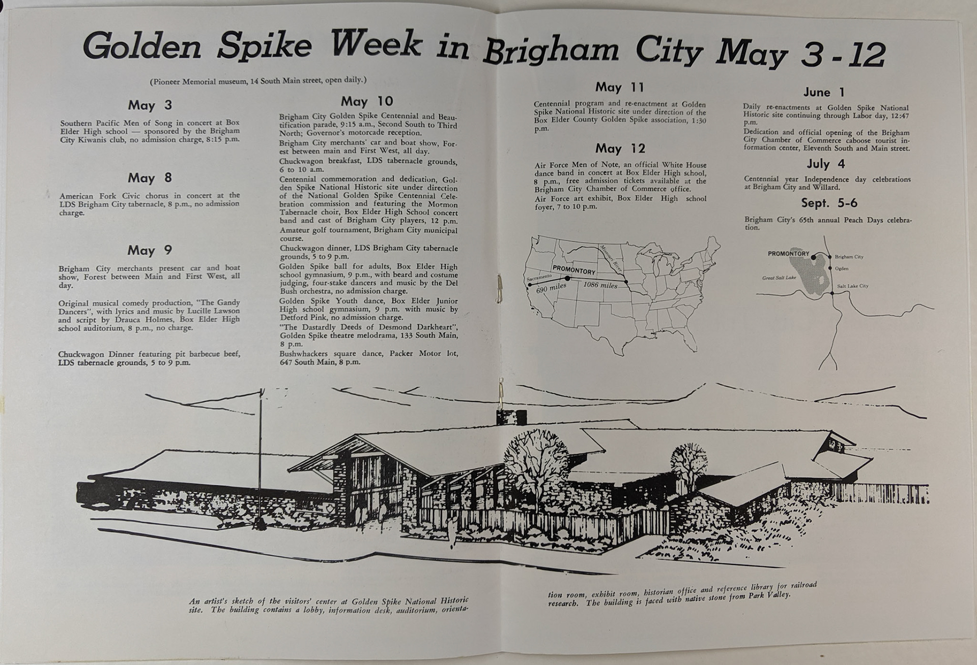 Brigham City, Golden Spike Headquarters brochure, 1969. Bernice Gibbs Anderson Collection, NPS
