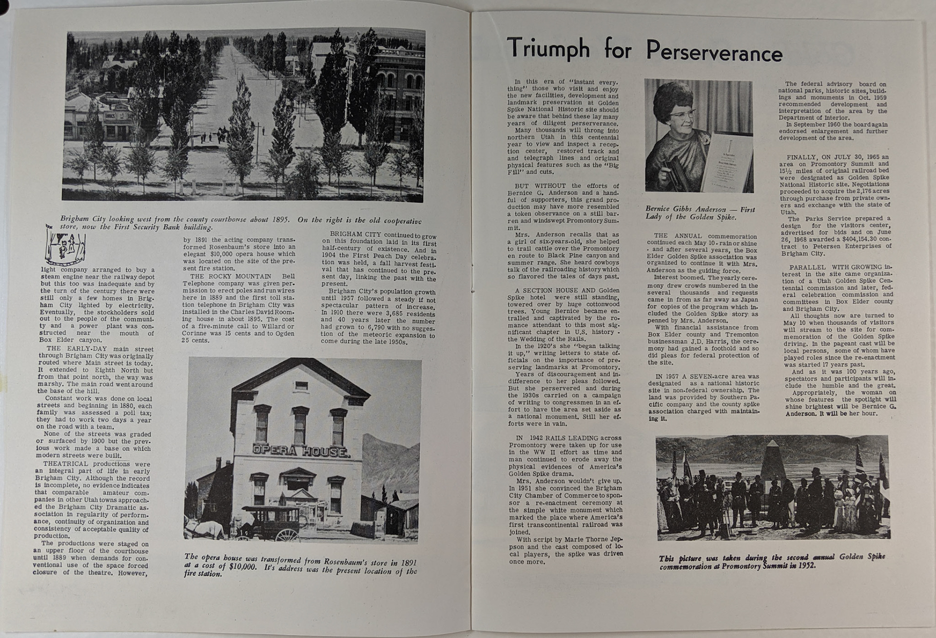 Brigham City, Golden Spike Headquarters brochure, 1969. Bernice Gibbs Anderson Collection, NPS