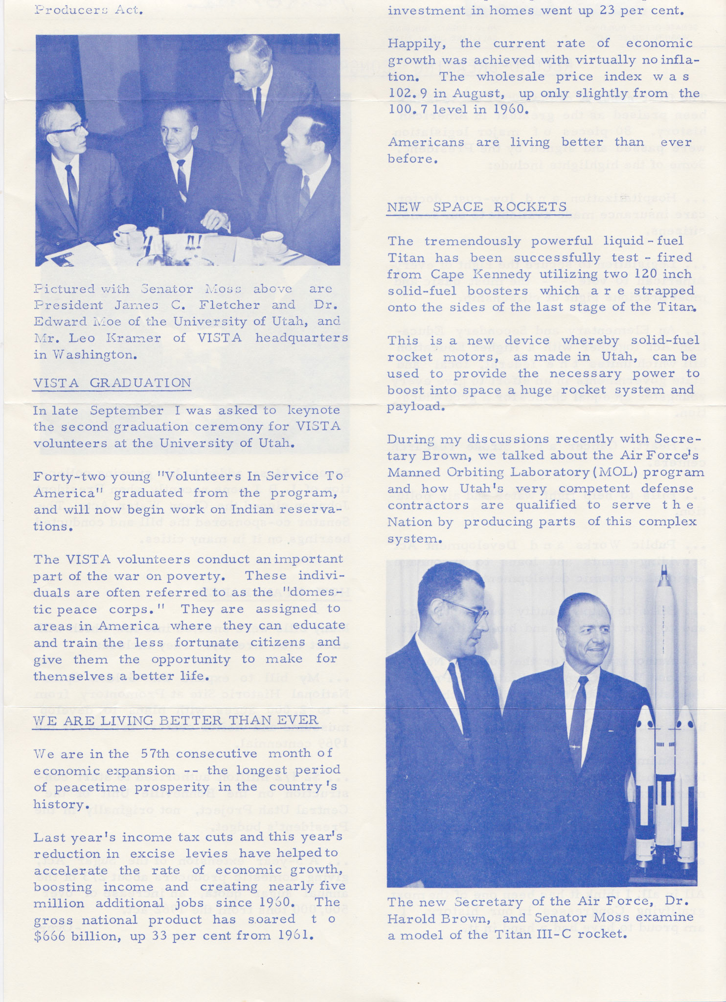 Report from Senator Frank E. Moss, Nov. 1965, bottom of page 2. Bernice Gibbs Anderson Collection, NPS
