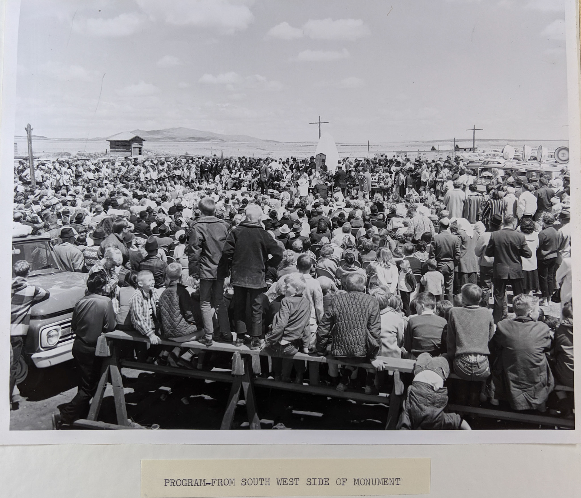 Golden Spike Program, May 10, 1965, from SW side of monument. Bernice Gibbs Anderson Collection, NPS