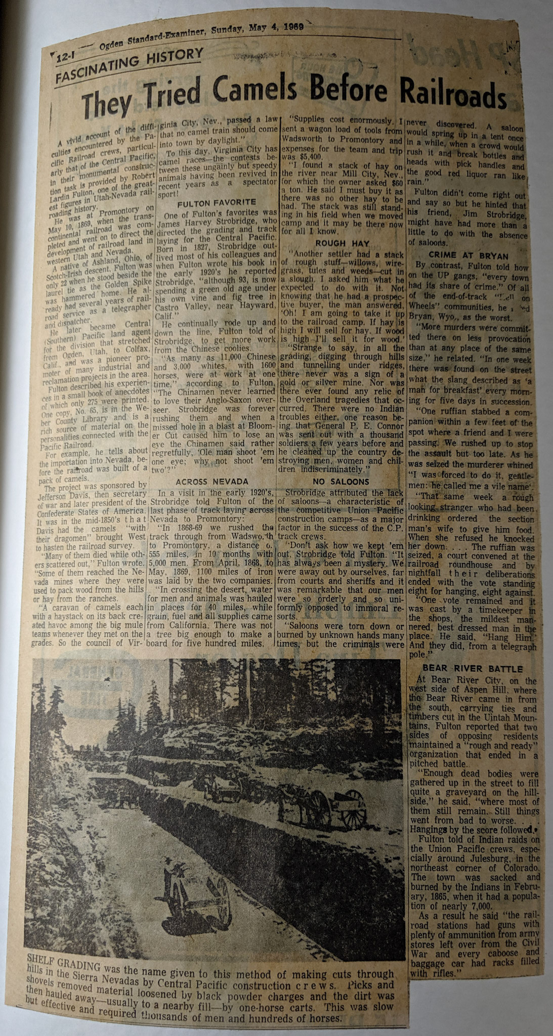 Camels article, Ogden Standard-Examiner, May 4, 1969, Bernice Gibbs Anderson Collection, NPS