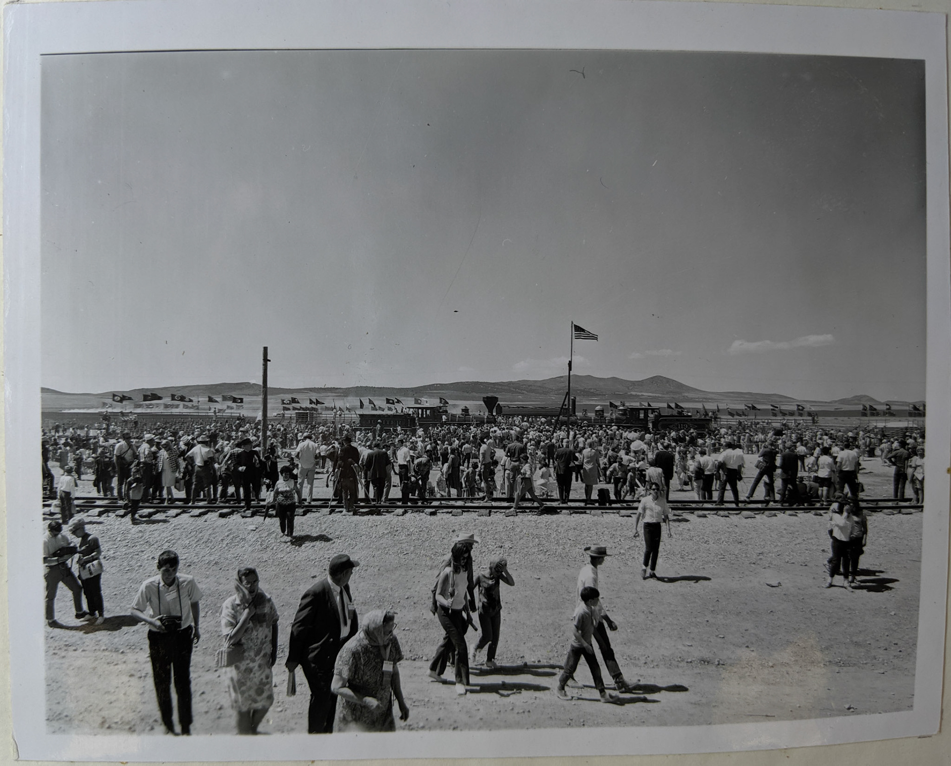 Attendees walking at Golden Spike Centennial, May 10 ,1969. Bernice Gibbs Anderson Collection, NPS