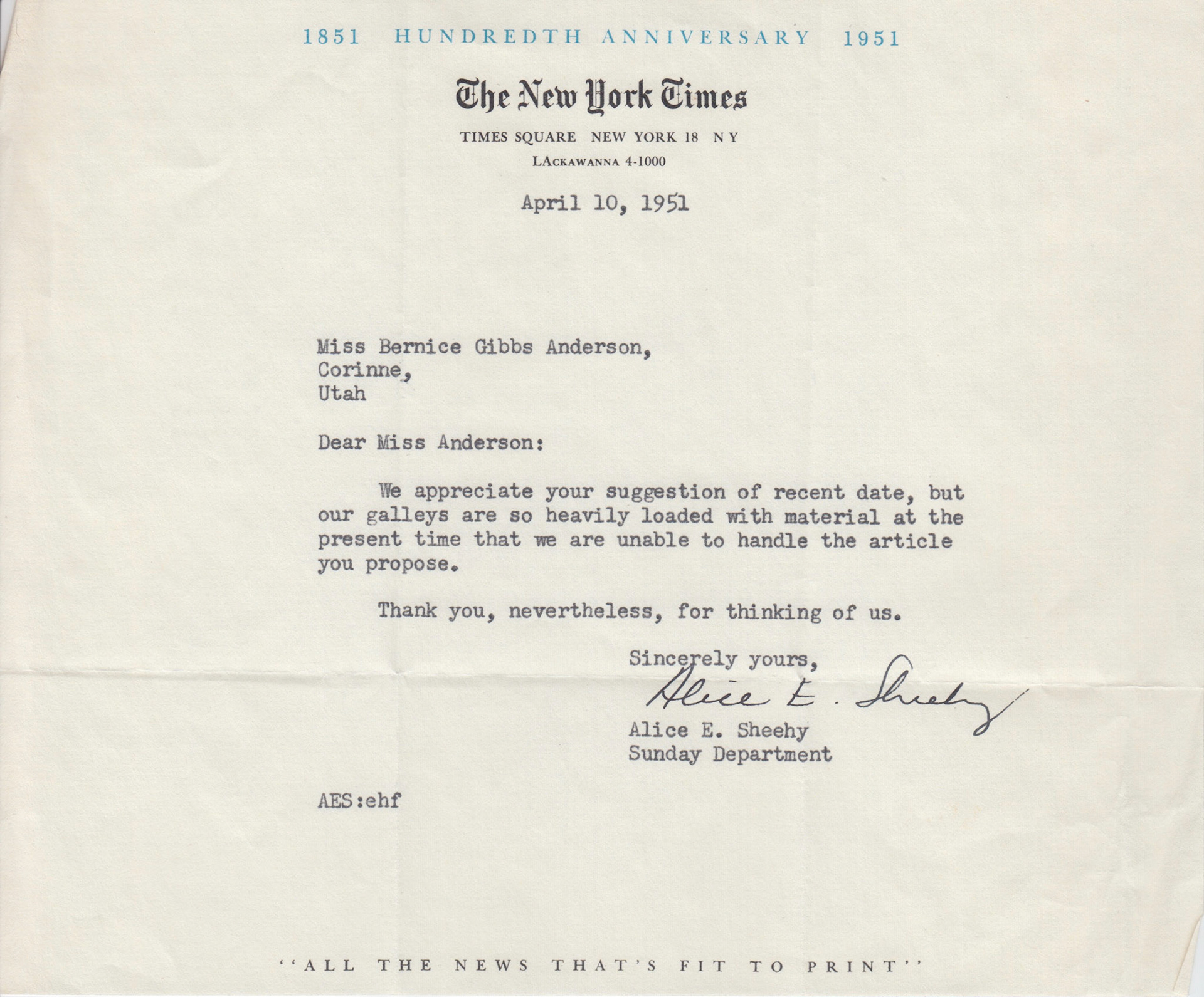 Newsclip, May 10, 1951, First Annual Golden Spike commemoration. Bernice Gibbs Anderson Collection, NPS