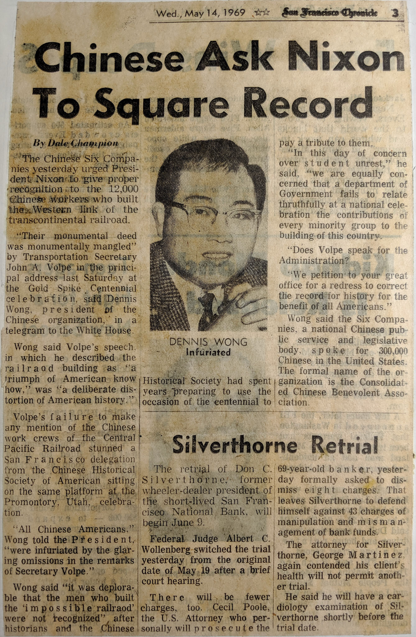 San Francisco Chronicle, May 14, 1969. Bernicre Gibbs Anderson Collecion, NPS