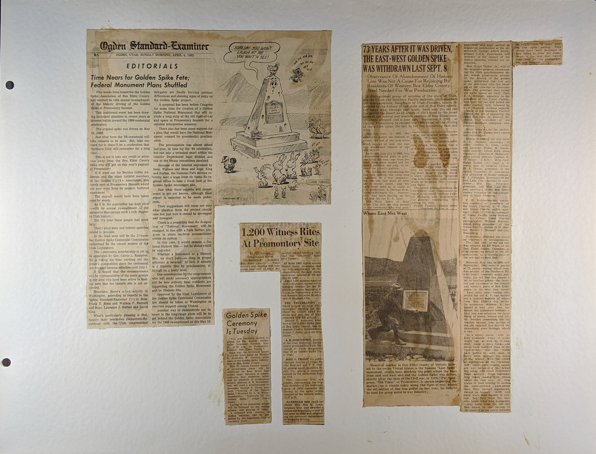 1970 Scrapbook page, Apr. 4, 1965 newspaper clipping. Bernice Gibbs Anderson Collection, NPS