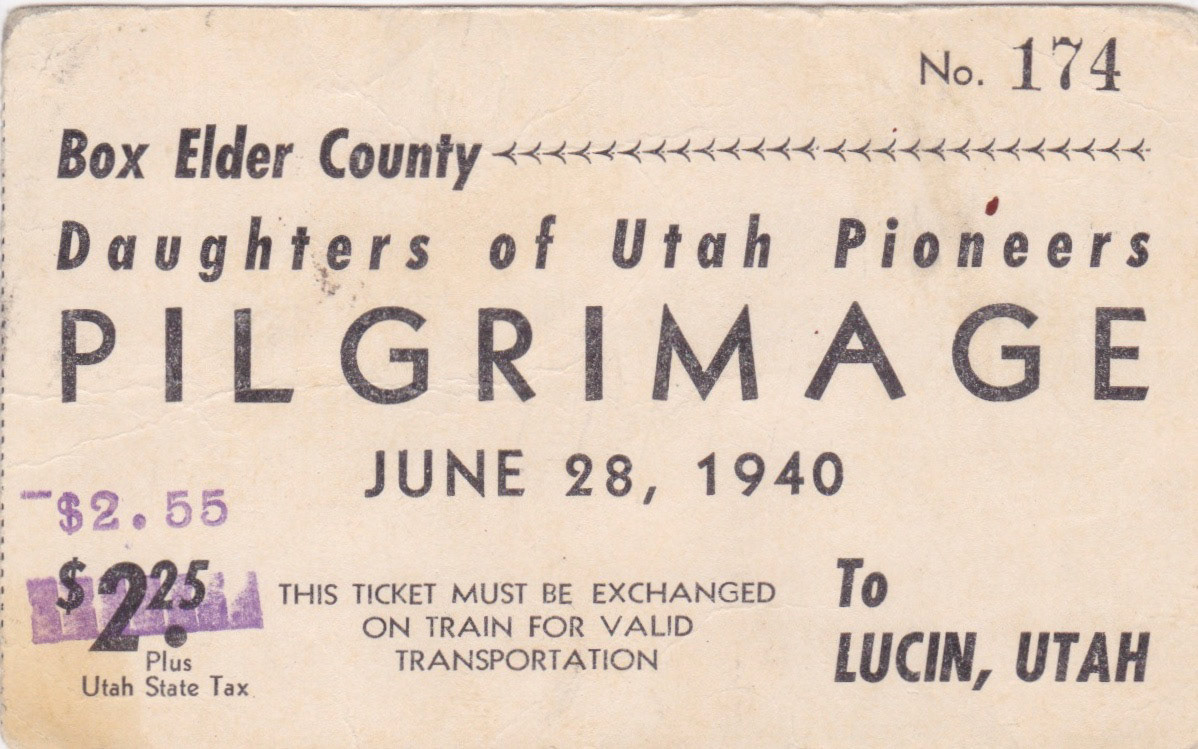 Ticket for Last Passenger Train from Corinne to Lucin, 1940. Bernice Gibbs Anderson Collection, NPS
