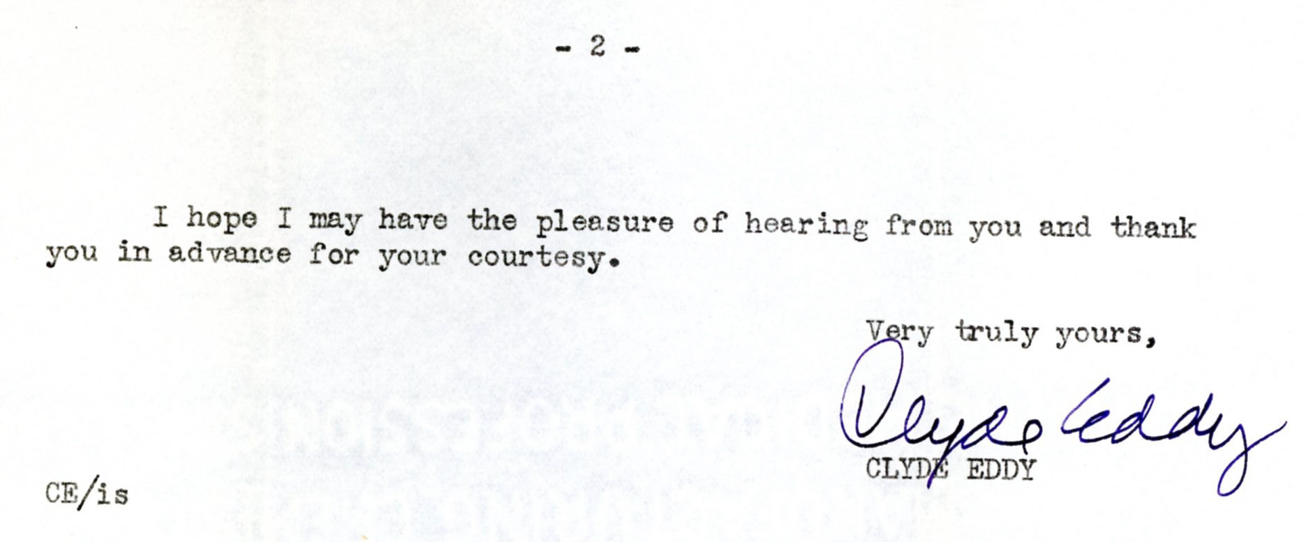 Letter from Clyde Eddy, May 27, 1952, page 2. Bernice Gibbs Anderson Collection, NPS