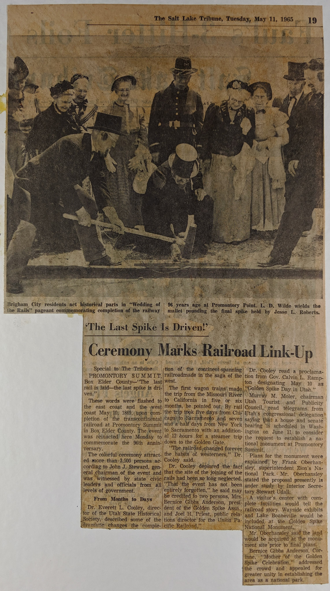 Reenactment recap May 11, 1965 Commemoration. Bernice Gibbs Anderson Collection, NPS