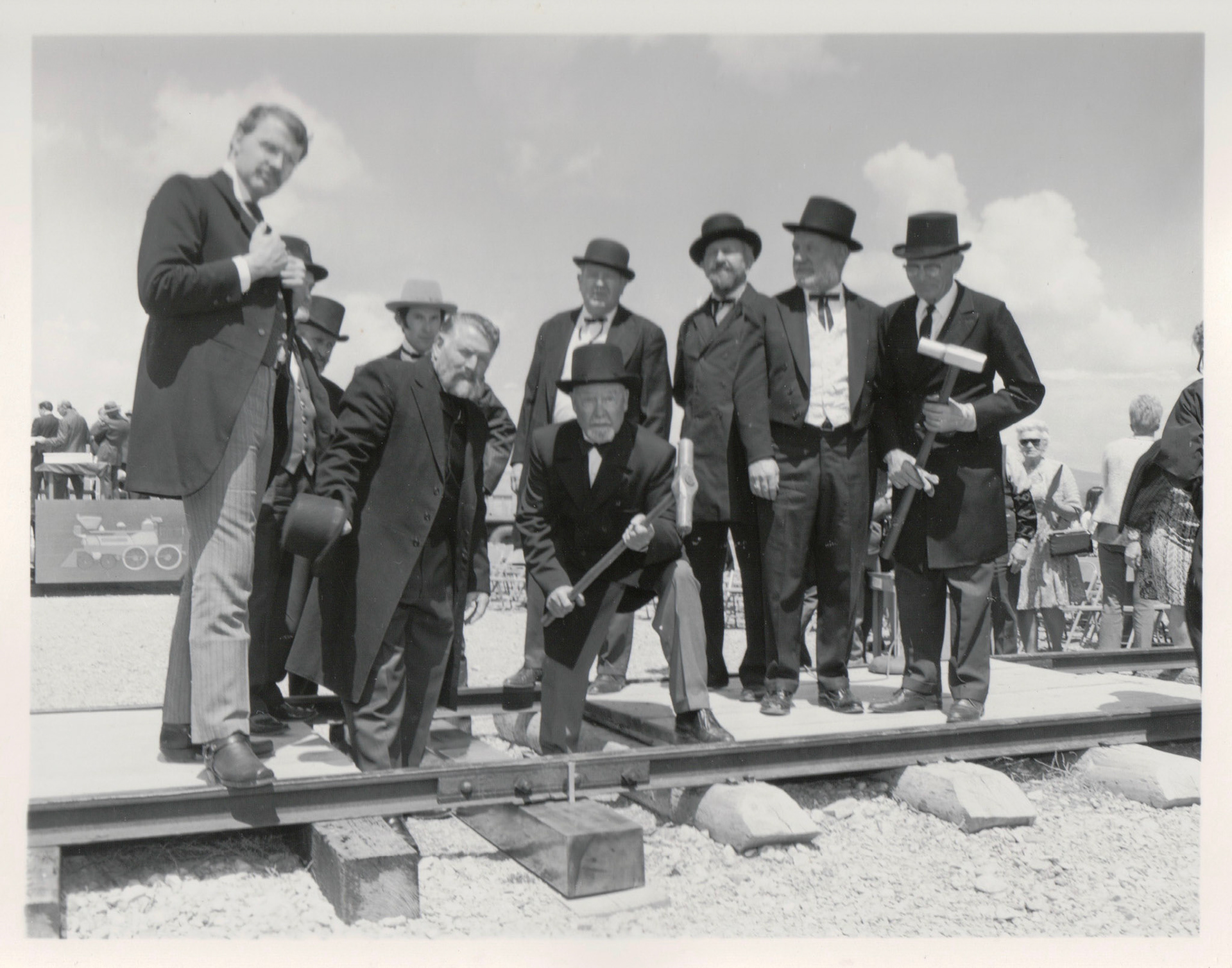 Railroad Executives, circa 1952, Golden Spike Site, Promontory Summit, Utah, circa 1952. Bernice Gibbs Anderson Collection, NPS