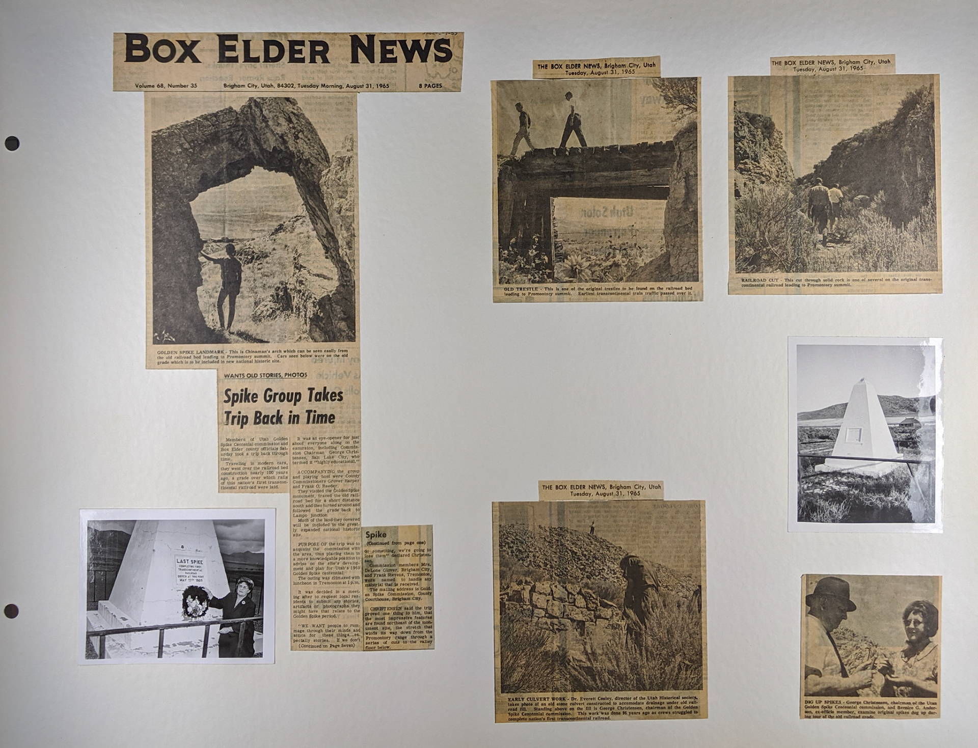 1970 Scrapbook page. 1965 newspaper clippings. Bernice Gibbs Anderson Collection, NPS