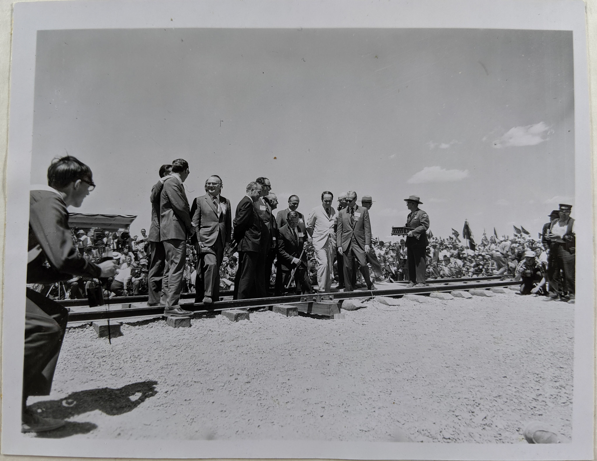 Driving the spike, Golden Spike Centennial, May 10. 1969. Bernice Gibbs Anderson Collection, NPS