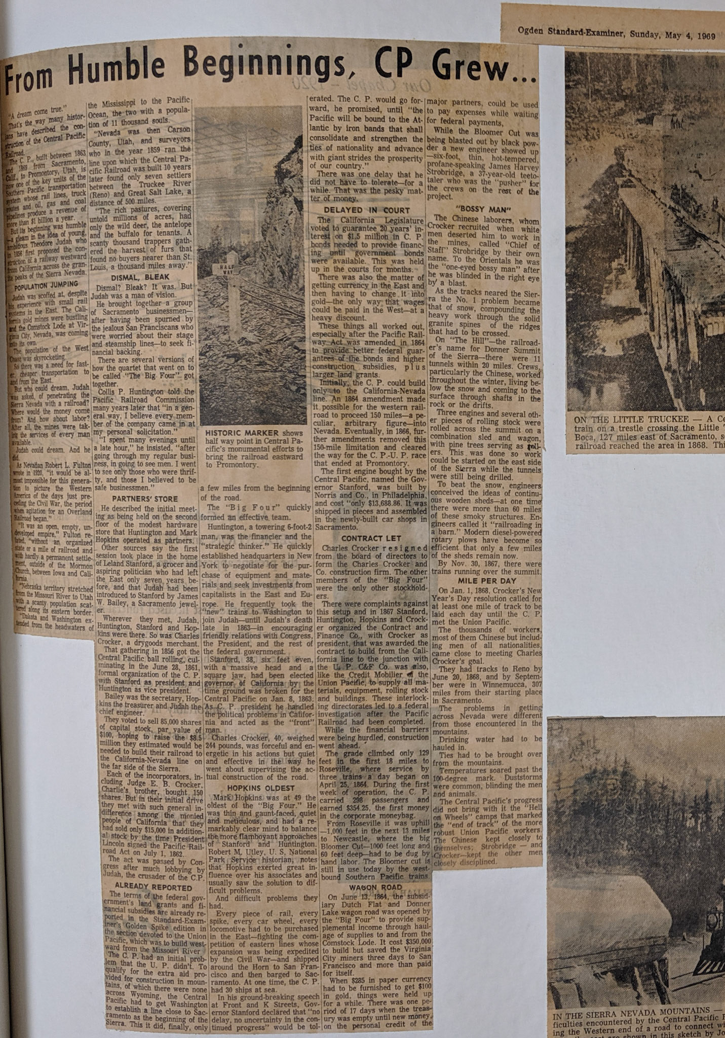 Ogden Standard-Examiner Newsclipping, May 4, 1969, Bernice Gibbs Anderson Collection, NPS