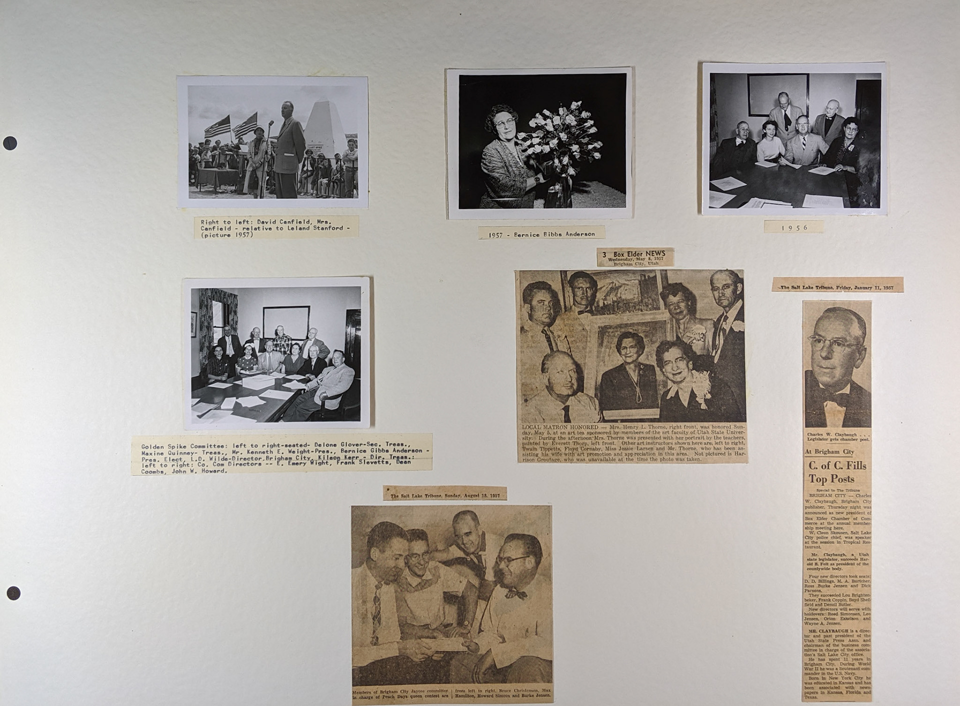 1970 Scrapbook page, 1956-1957. Bernice Gibbs Anderson Collection, NPS