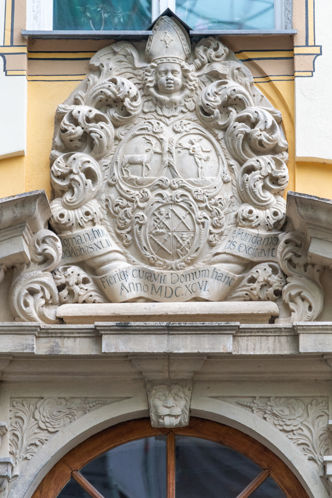 Casting over the entrance door to the abbey guest house.