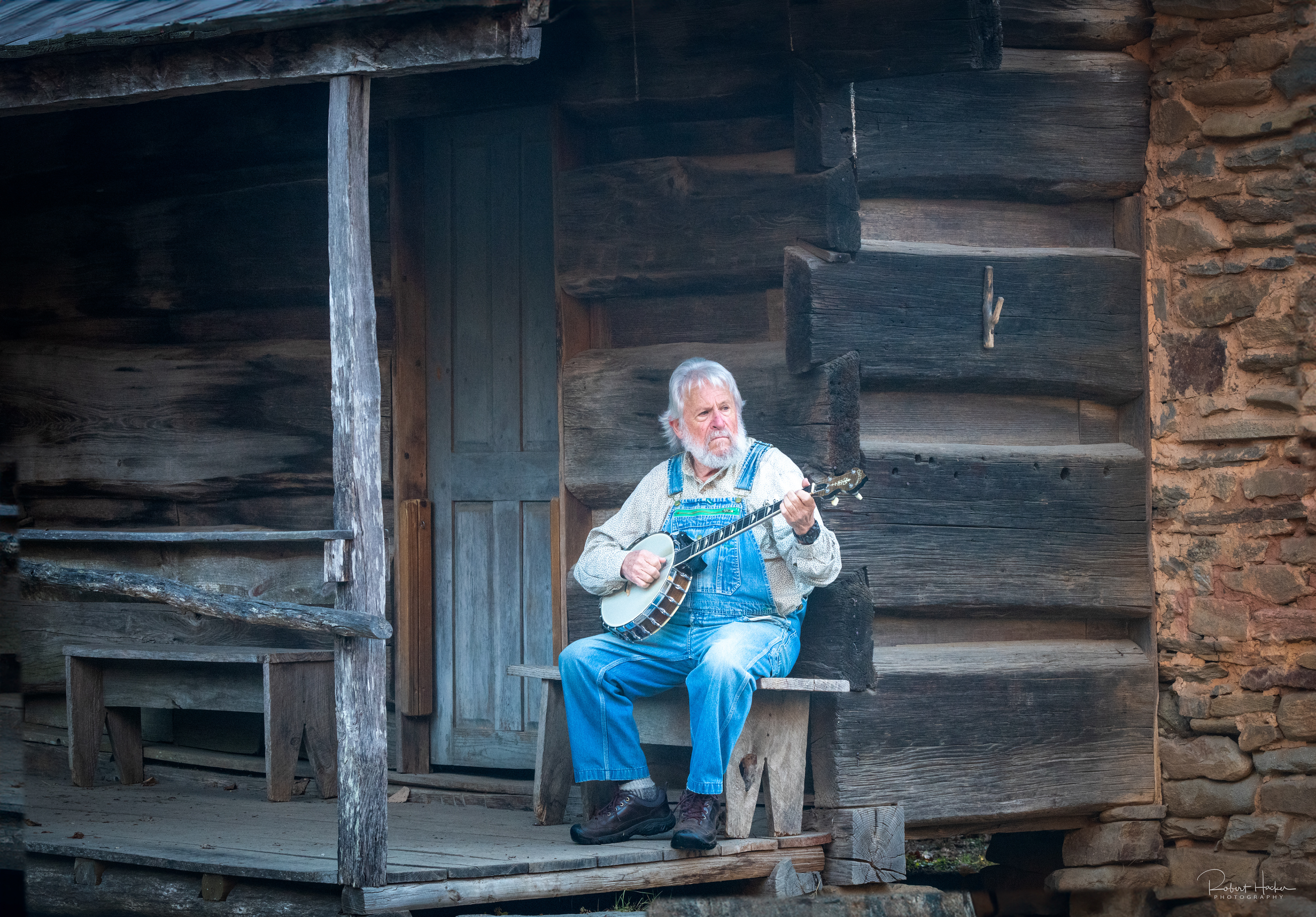 Rob posing at the Mountain Farm Homestead at Oconaluftee Visitor Center, Great Smoky Mountains National Park