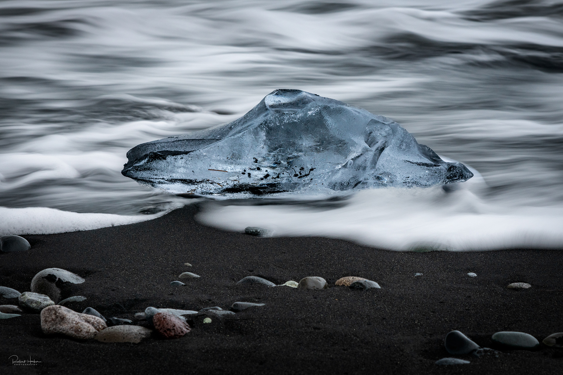 Ice chunk from the Jökulsárlón Glacier Lagoon on the Diamond Beach