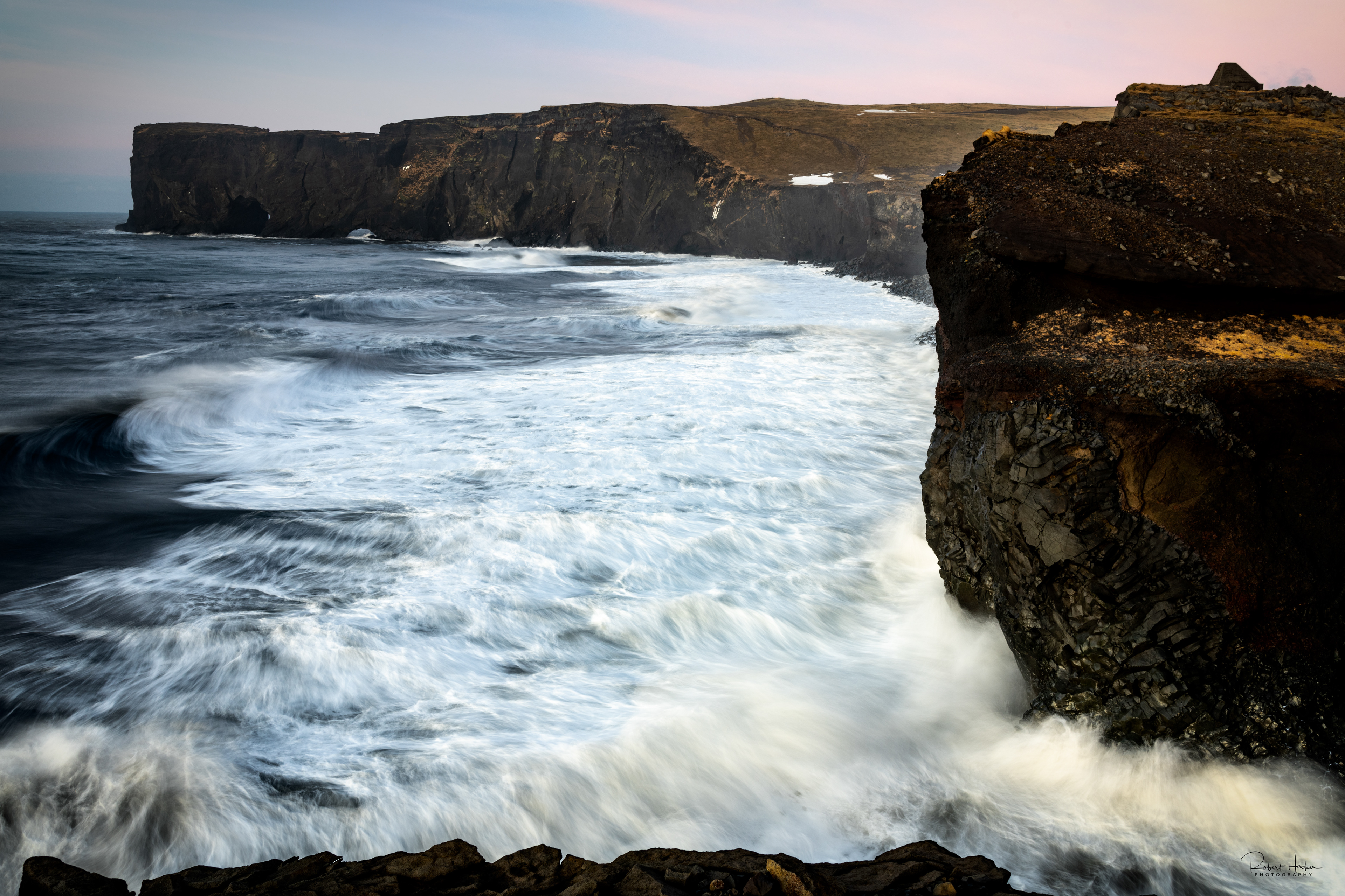 Basalt cliffs from the Kirkjufjara Beach Overlook